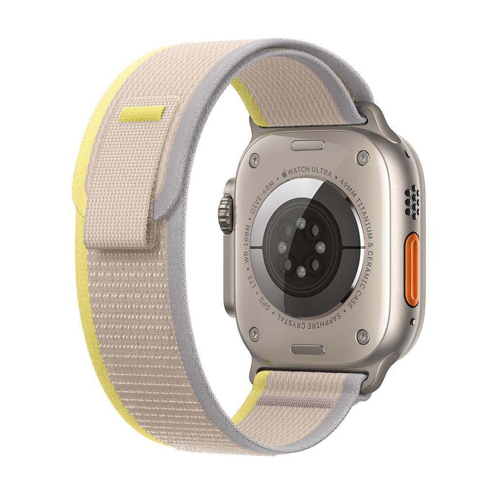 Apple Watch Ultra (GPS + Cellular) 49mm Titanium Case with Yellow/Beige Trail Loop Band (S/M Size) - Perfect for Outdoor Adventures, Fitness Tracking & Everyday Wear