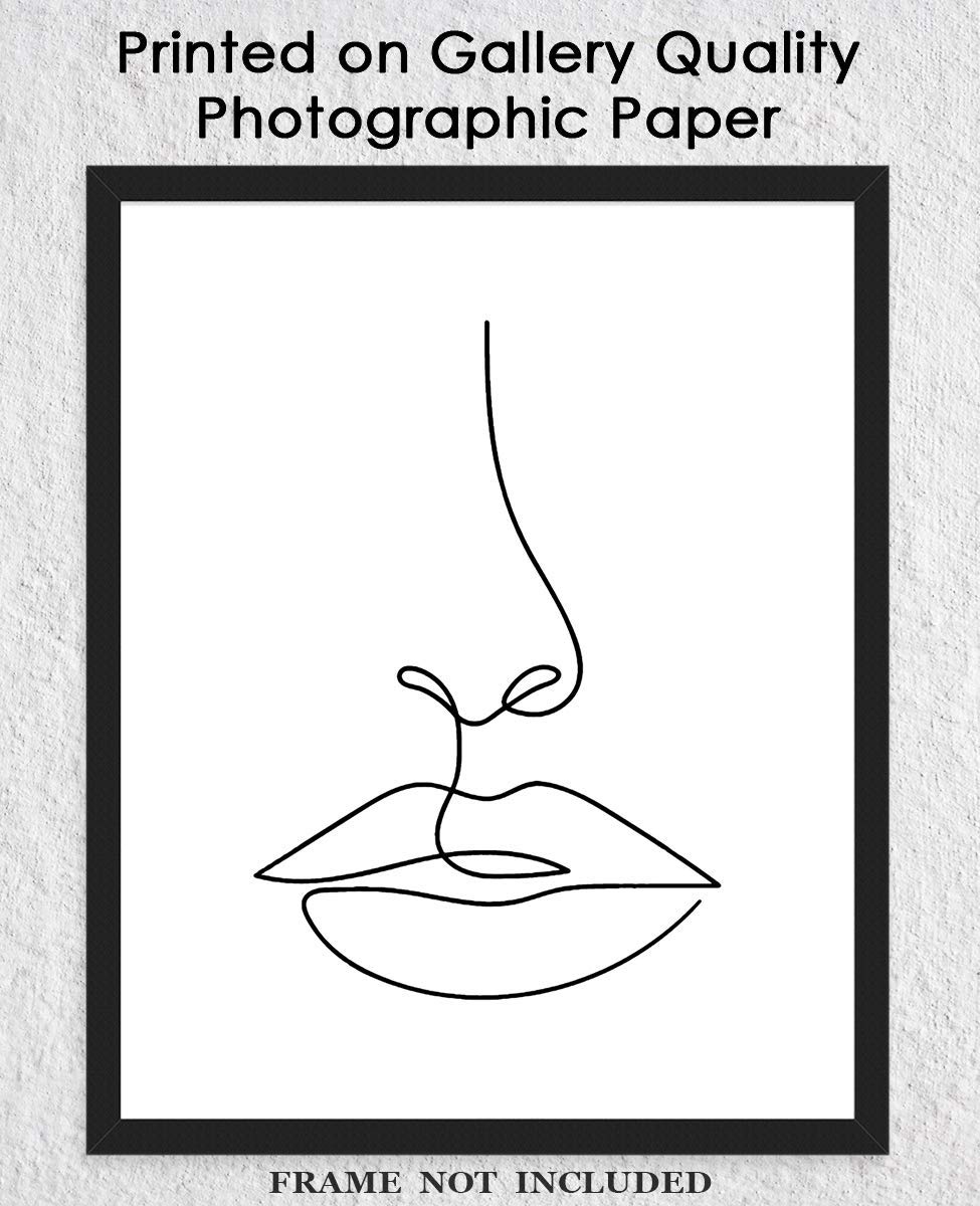 Abstract Face Line Figure Wall Art - Minimalist Aesthetic Boho Decor for Home, Office, Bedroom & Living Room - Unframed 8x10