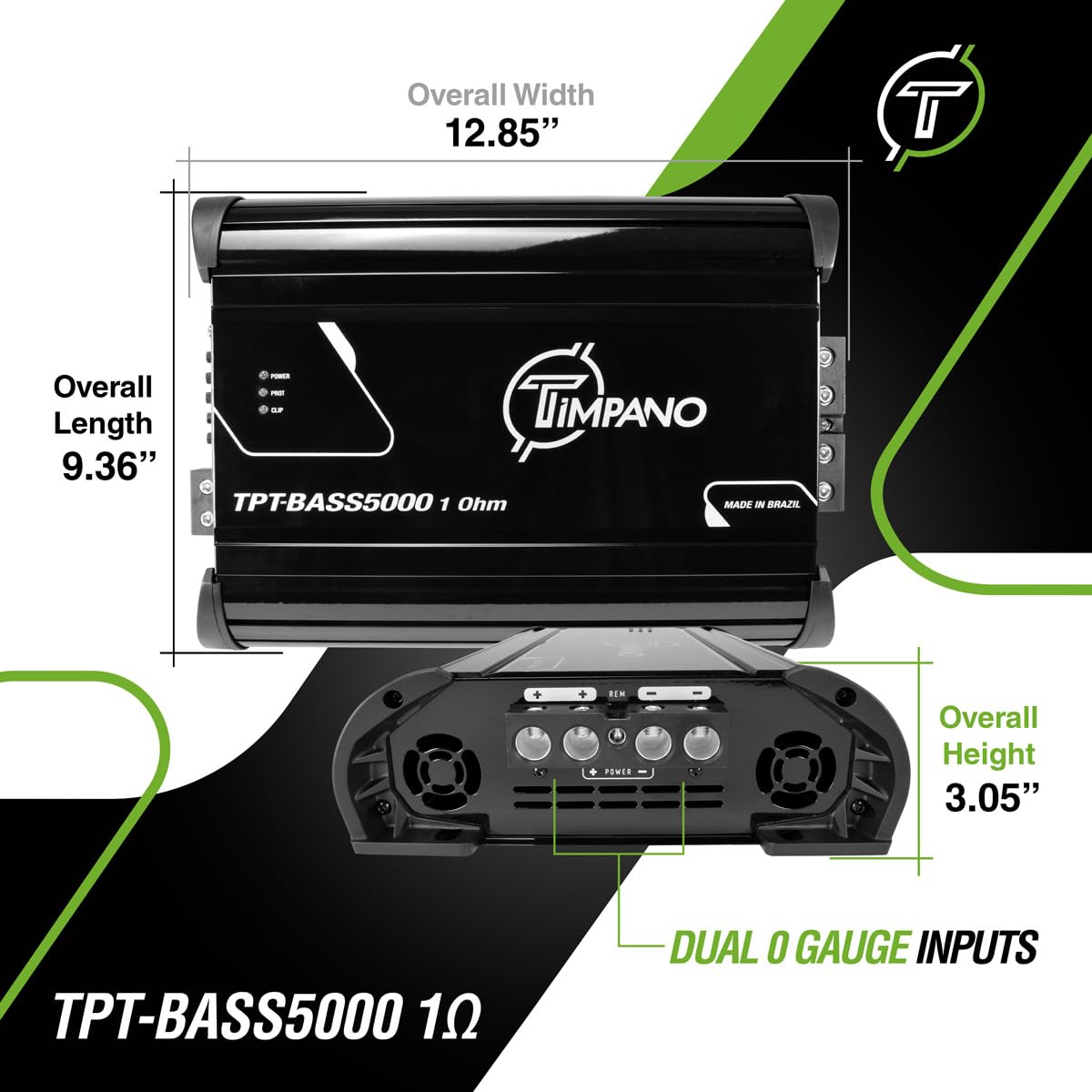 5000W Mono Subwoofer Car Amplifier - TPT-BASS5000 1 Ohm Class D Monoblock Amp with Built-in Crossover, Bass Boost & Cooling Fans | 12V High Power Audio System for Trucks, SUVs & Car Stereo Upgrades