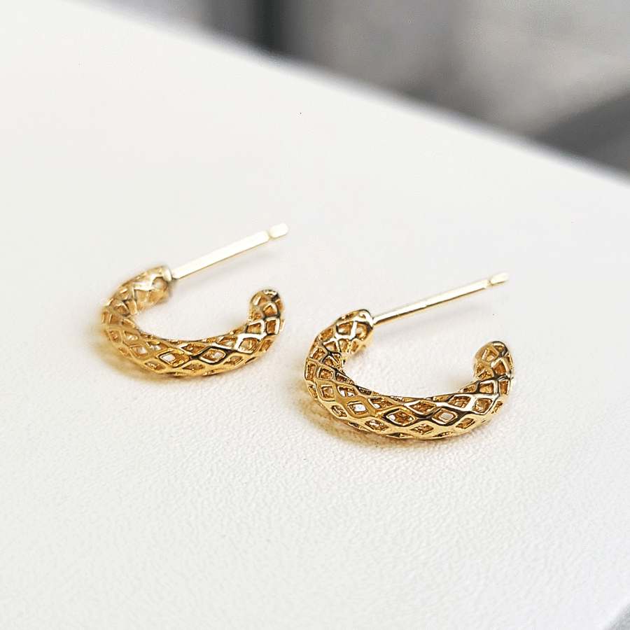 925 Sterling Silver Lattice Half Hoop Earrings for Women - Elegant Dainty Jewelry Gift for Birthday, Anniversary & Everyday Wear