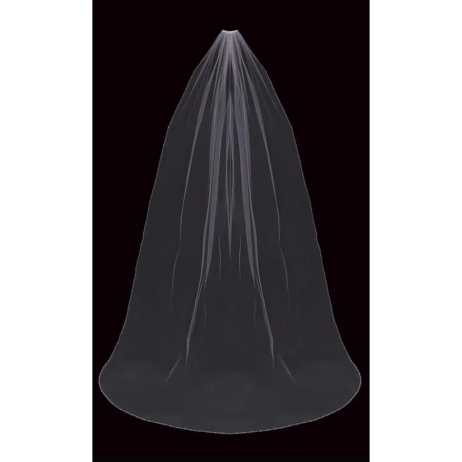 V2190C Cathedral Veil - Elegant Long Wedding Veil with Lace Trim for Brides, Perfect for Church Ceremonies & Formal Weddings