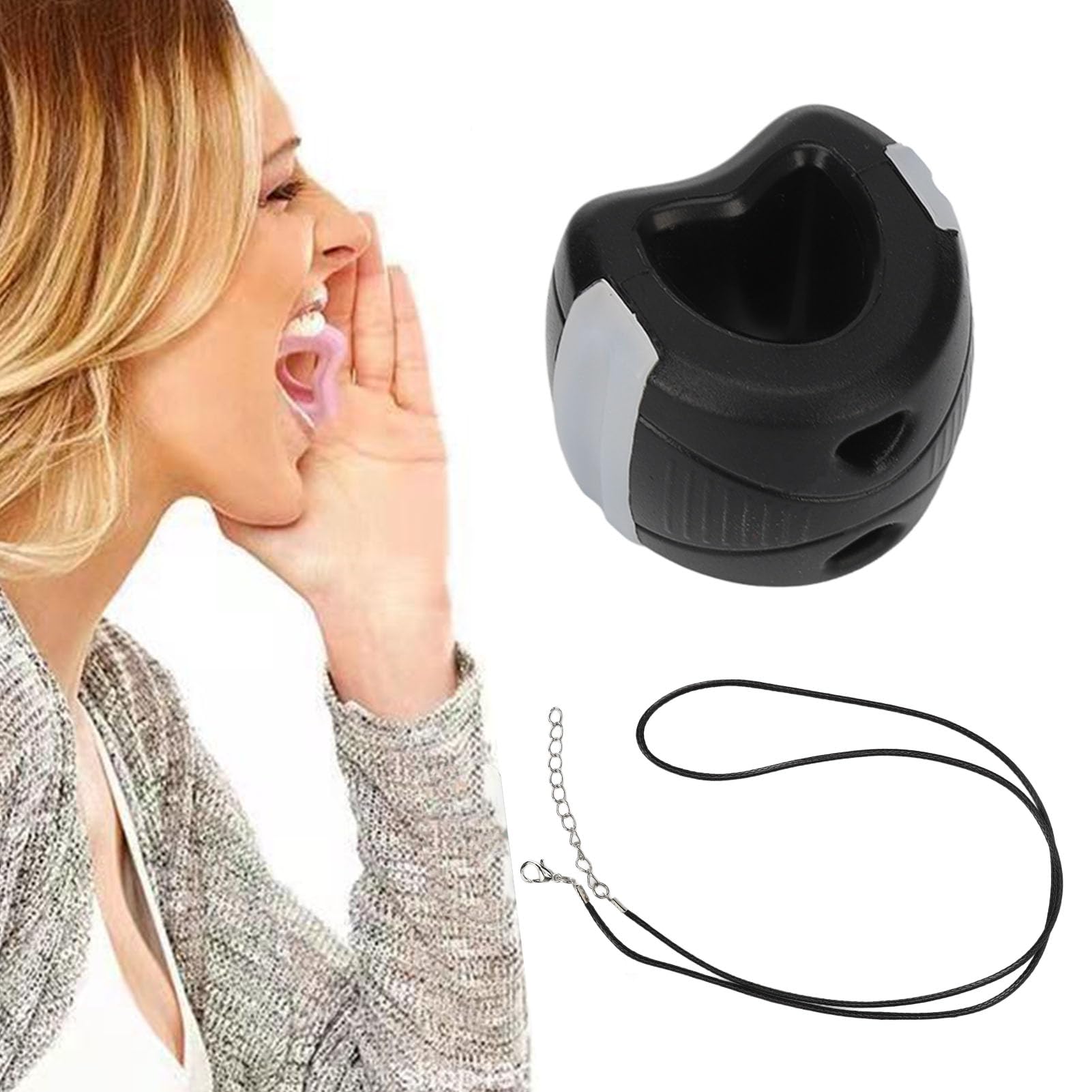 EXCLUZO Facial Jaw Exerciser - Silicone Slimming Jaw Trainer for Double Chin Reduction & Face Toning - Neck & Jawline Workout for Men & Women (Black) - Perfect for Home Gym, Fitness & Beauty Routine