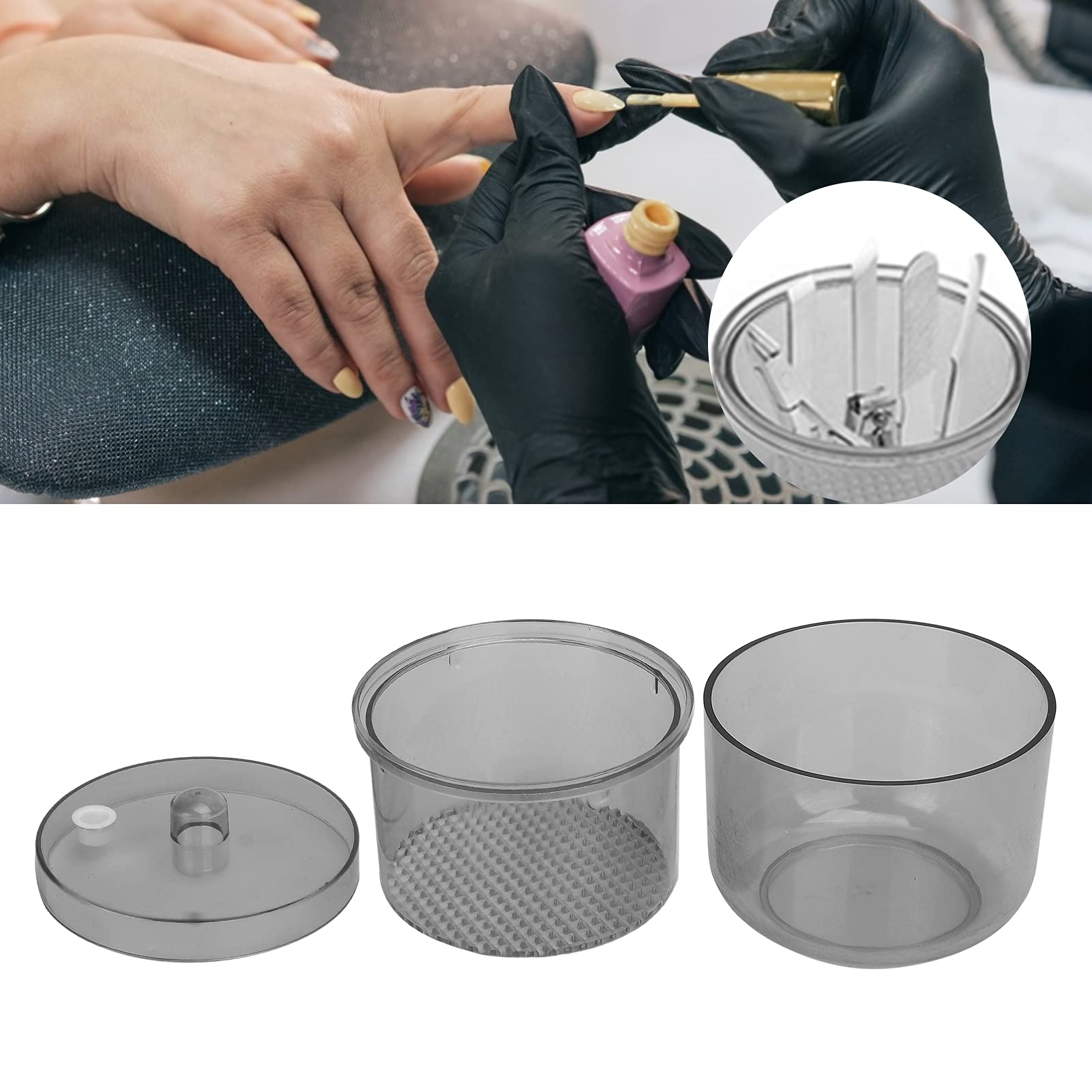 Portable Nail Art Cleaning & Sterilizing Box - Manicure Tools Organizer with UV Sterilization, Nail Accessories Storage Container for Salon & Home Use (Grey) - Perfect for Travel, Professional Nail Techs & DIY Manicures