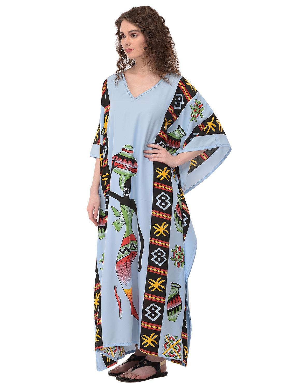 Oussum Plus Size Long Caftan Dress for Women - Beach Cover Up, Maxi Gown, Casual Loungewear & Summer House Dress | Perfect for Vacations, Pool Parties and Relaxing at Home