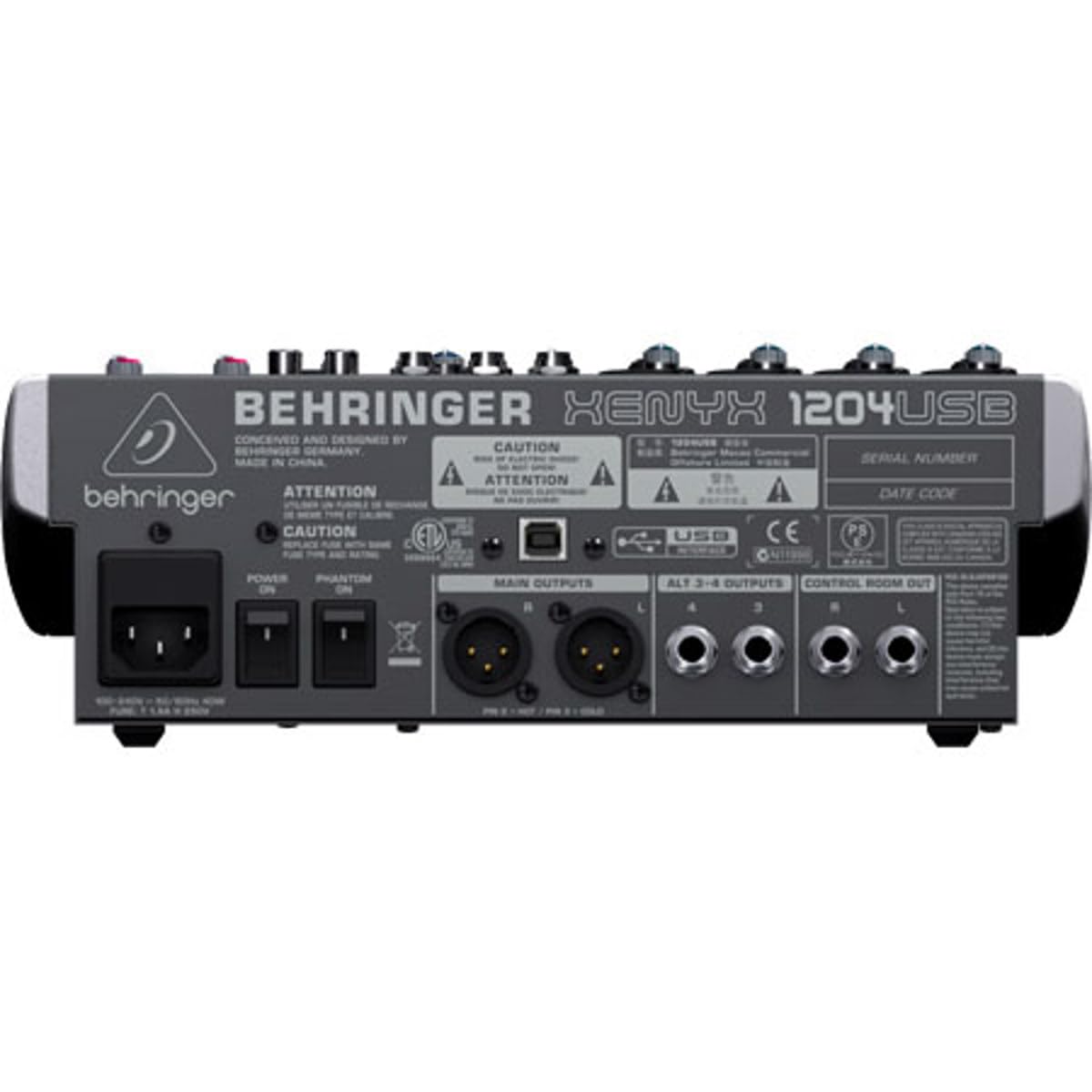 Behringer Xenyx 1204USB Premium 12-Channel USB Audio Mixer - Professional Studio Recording & Live Sound Mixing for Podcasts, Music Production & DJ Performances