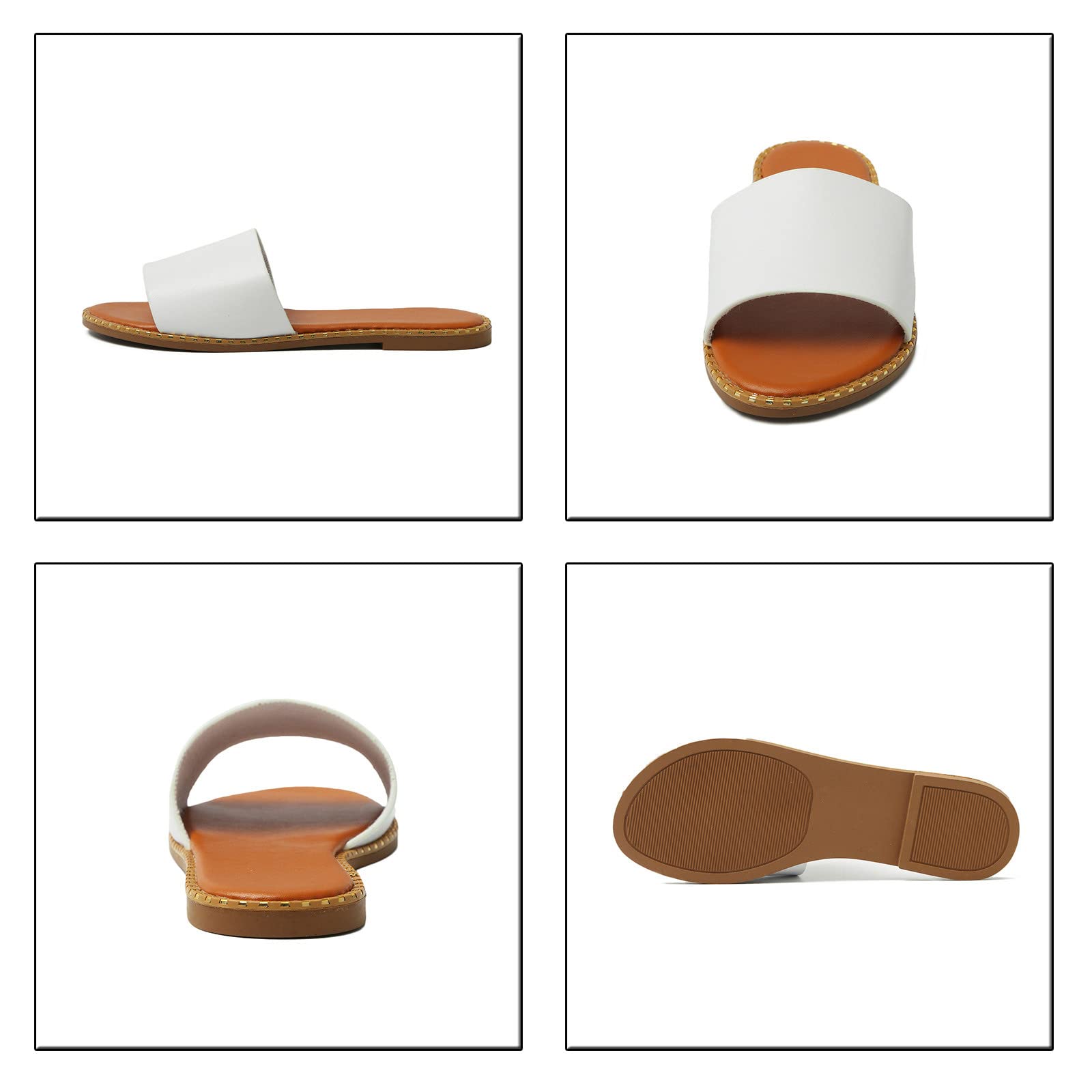 Women's Casual One Strap Slide Sandals - Flat Slip-On Comfortable Dressy Sandals for Summer, Beach, Vacation & Everyday Wear