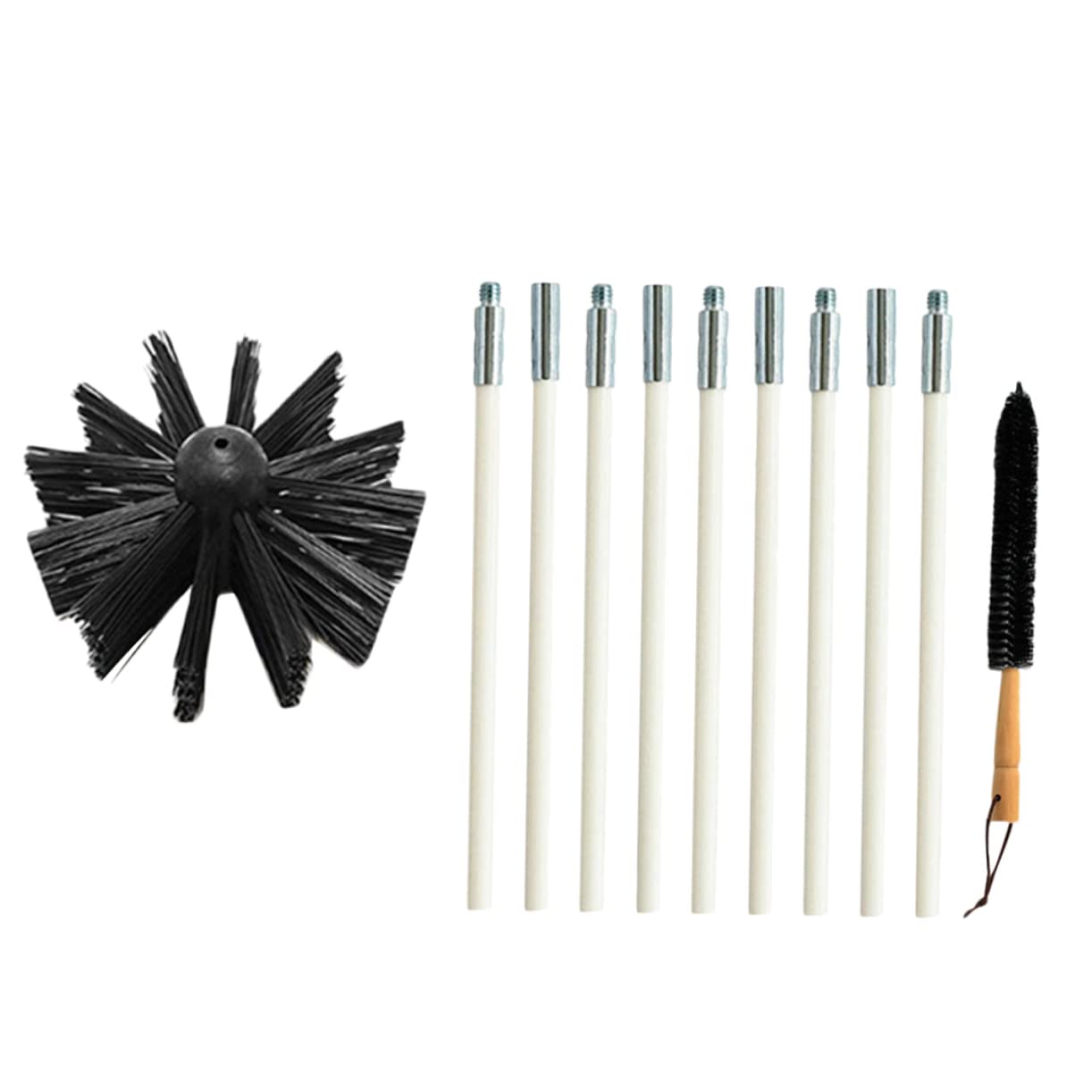 STOBAZA 3-Piece Chimney Brush Set - Heavy Duty Nylon Bristle Dryer Vent & Flue Cleaner for Wall Ovens, Fireplaces, and HVAC Ducts - Professional Lint Remover Tool for Home Maintenance