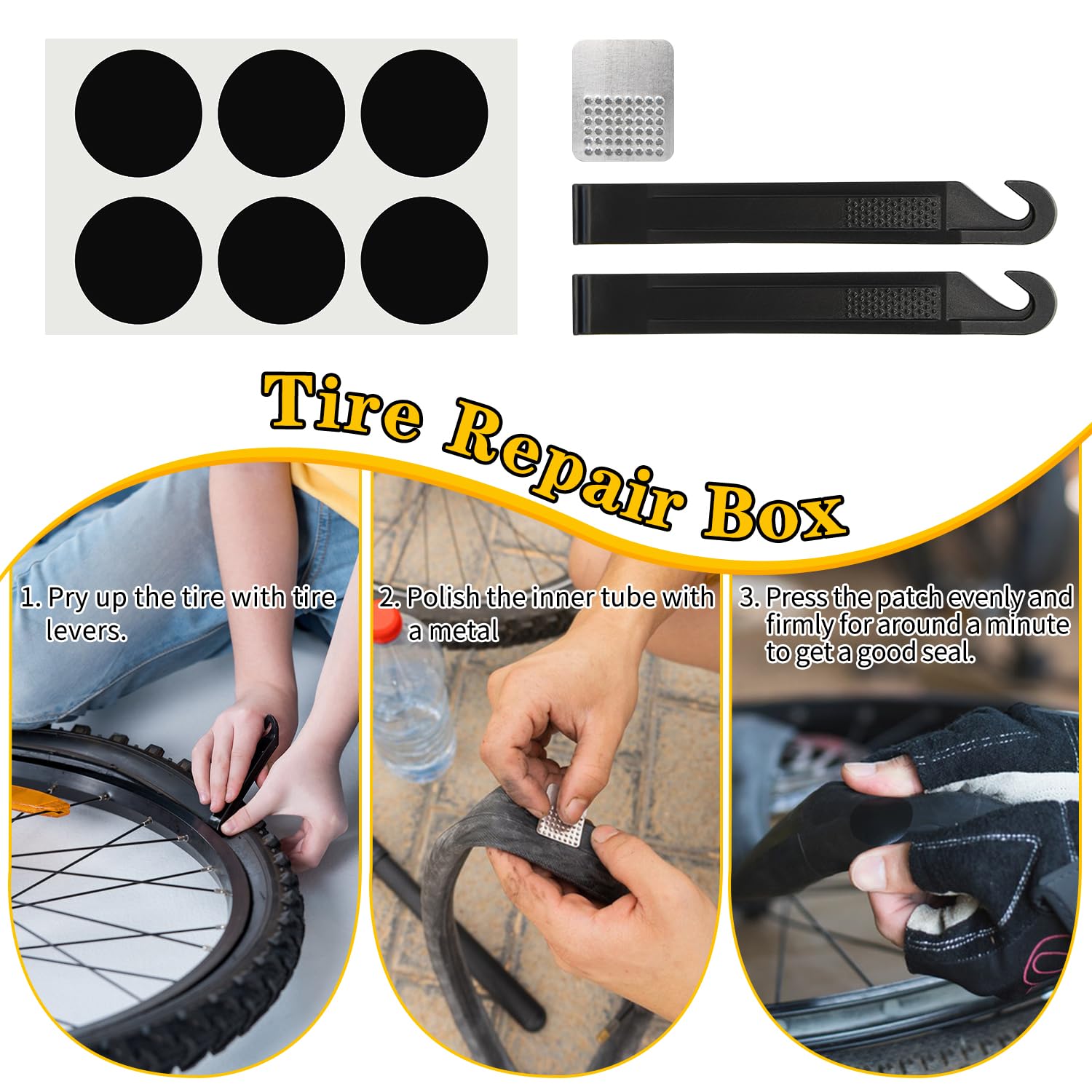 16-in-1 Bike Repair Kit with Tire Pump - Portable Bicycle Tool Kit for Mountain & Road Bikes - Includes 4mm/5mm Allen Wrenches & Tire Repair Tools - Perfect for Camping, Travel & Emergency Roadside Bike Maintenance