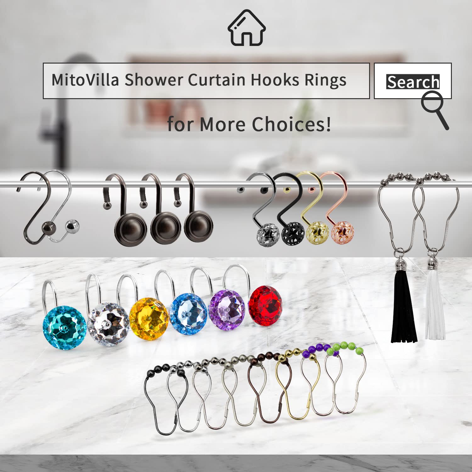Premium Gold Metal Shower Curtain Hooks with Hollow Ball Design - Rust-Proof Bling Yellow Shower Rings for Curtain Liners & Bathroom Accessories - Perfect for Modern Bathrooms, Spa Retreats & Luxury Home Decor