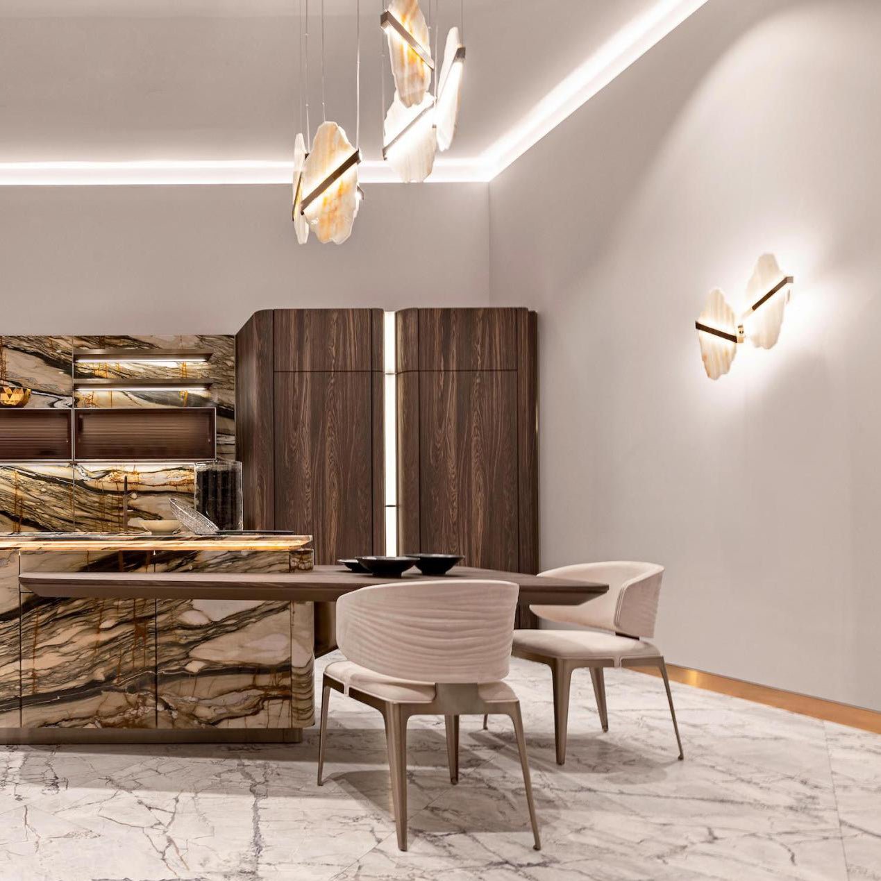 Auralith Crystal Chandelier - Elegant Modern Ceiling Light Fixture for Dining Room, Living Room & Bedroom Decor | Dimmable LED Lighting for Home & Wedding Venues