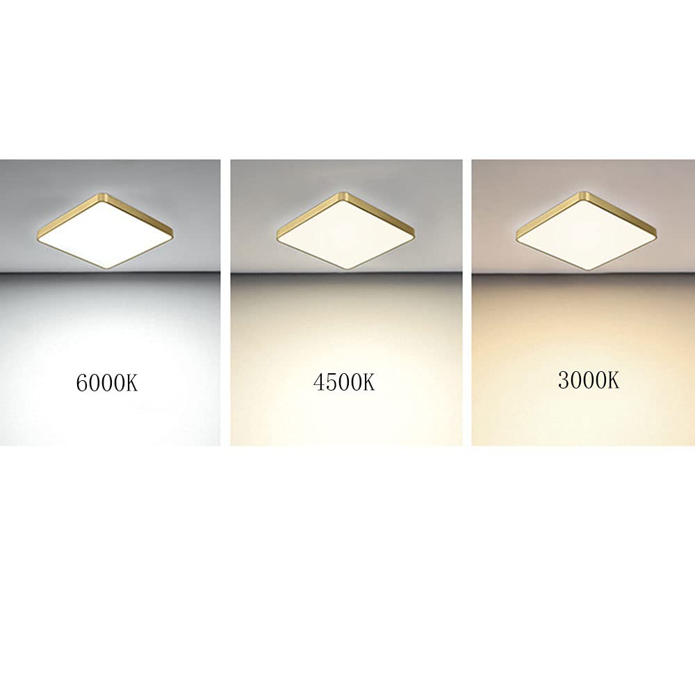 1.6 Inch Slim Nordic Gold All Copper LED Flush Mount Ceiling Light - Adjustable Cool/Warm/Neutral White - Modern Minimalist Lighting for Bedroom, Living Room, Porch & Entryway