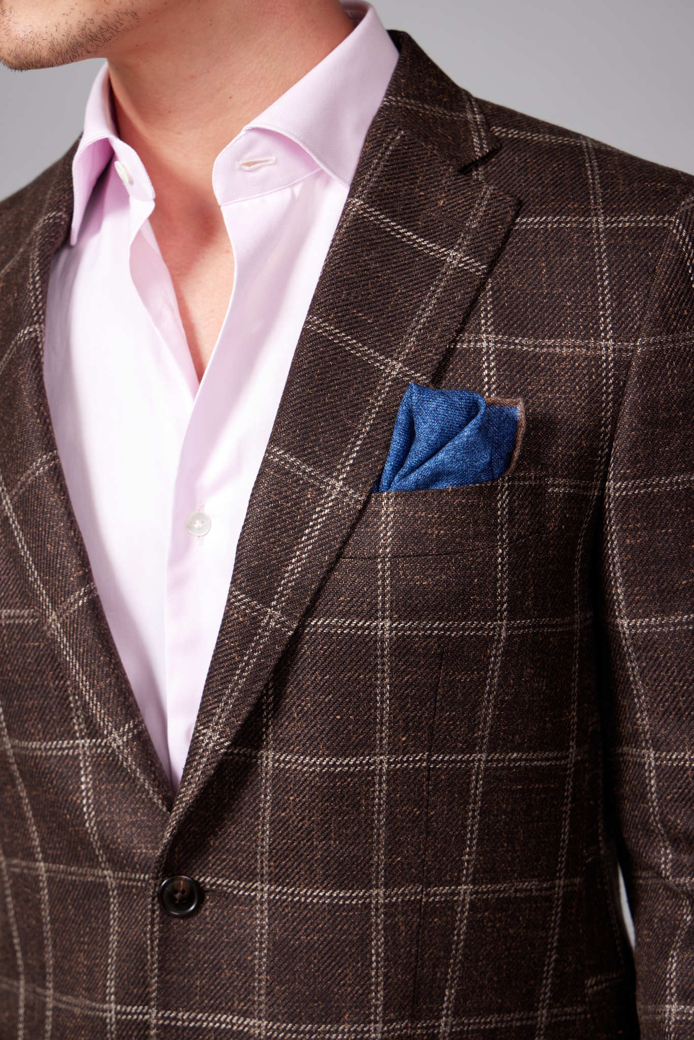 HENRY SARTORIAL Loro Piana Half Canvas Blazer - Brown Checkered Wool Sport Coat for Men | Business Formal, Office Wear & Special Occasions