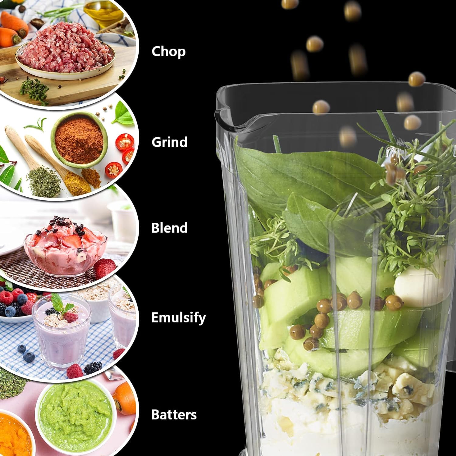 OMMO 1800W Professional High-Speed Countertop Blender with Stainless Steel Blades - 60oz BPA-Free Blender for Smoothies, Shakes, Nut Butters, Ice Crushing & Fruit Juicing - Dishwasher Safe Large Pitcher - Perfect for Kitchens, Restaurants & Healthy Lifestyles