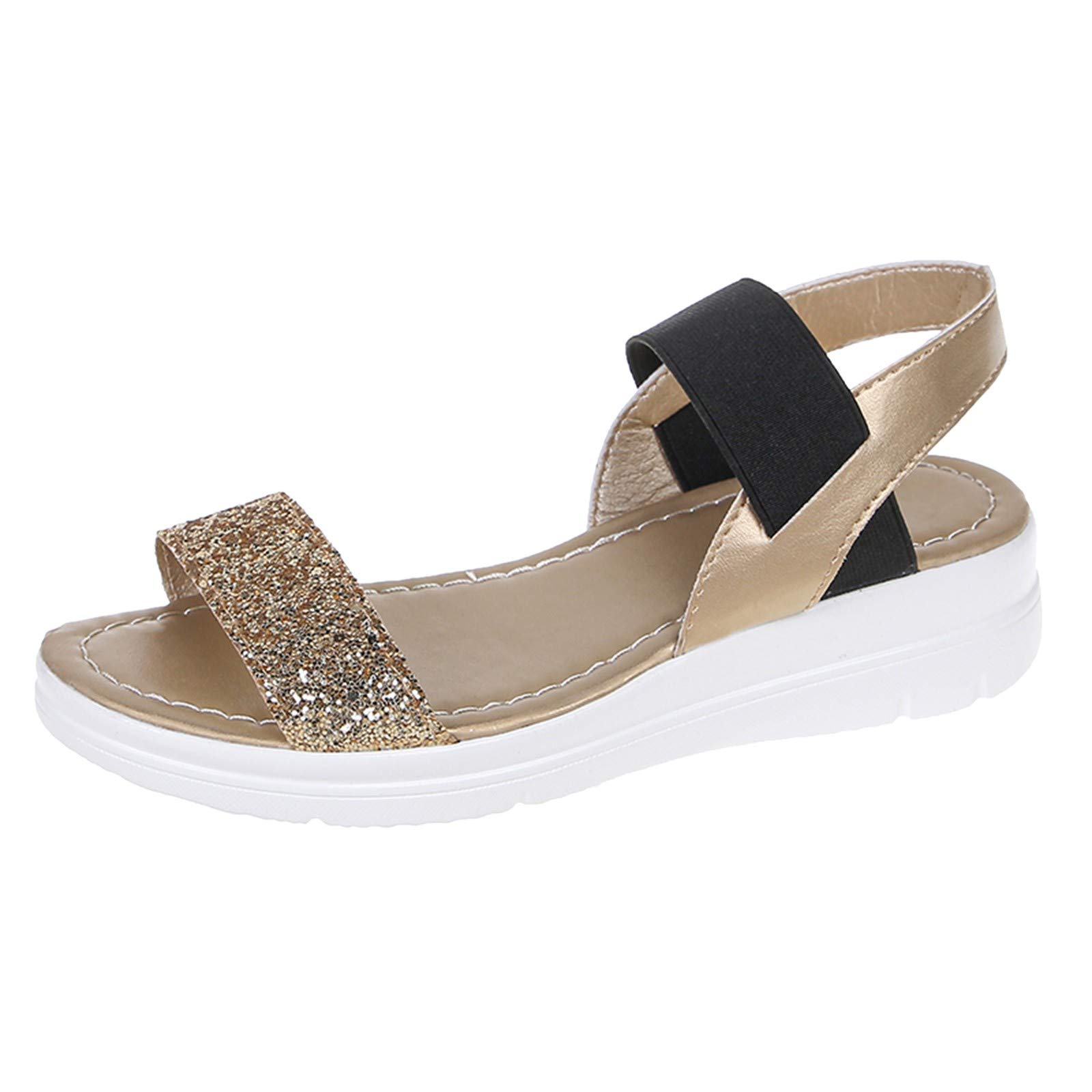 Women's Fashion Wedge Slingback Sandals - Roman Strappy Sequined Dressy Heels | Perfect for Weddings, Parties & Summer Outfits