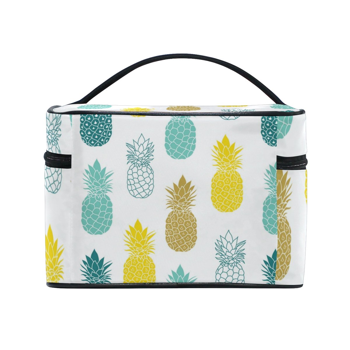 Stylish Cooper Girl Summer Tropical Pineapple Cosmetic Bag - Waterproof Travel Makeup Organizer for Women, Perfect for Beach Vacation & Gym Essentials Storage