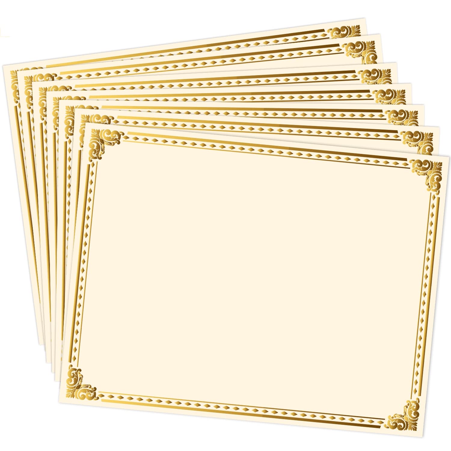 Premium Gold Foil Metallic Border Blank Award Certificates - 11 x 8.5 Inches (120 Sheets) - Laser & Inkjet Printer Compatible - Perfect for Recognition, Appreciation & Achievement Awards - Office, School & Corporate Events