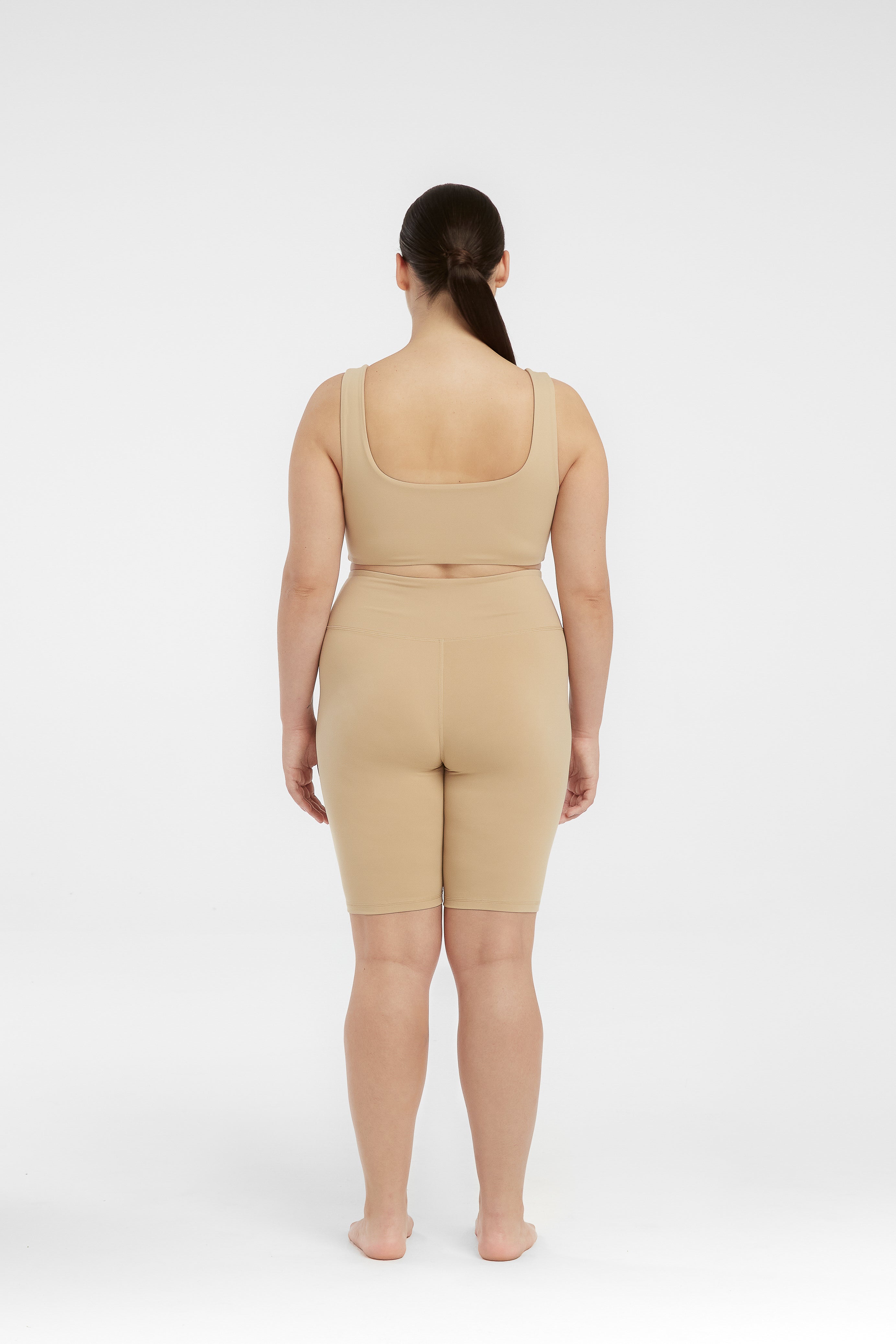 Sculpt Stretch Square Neck Bra in Wheat - Comfortable Support for Yoga, Workouts & Everyday Wear