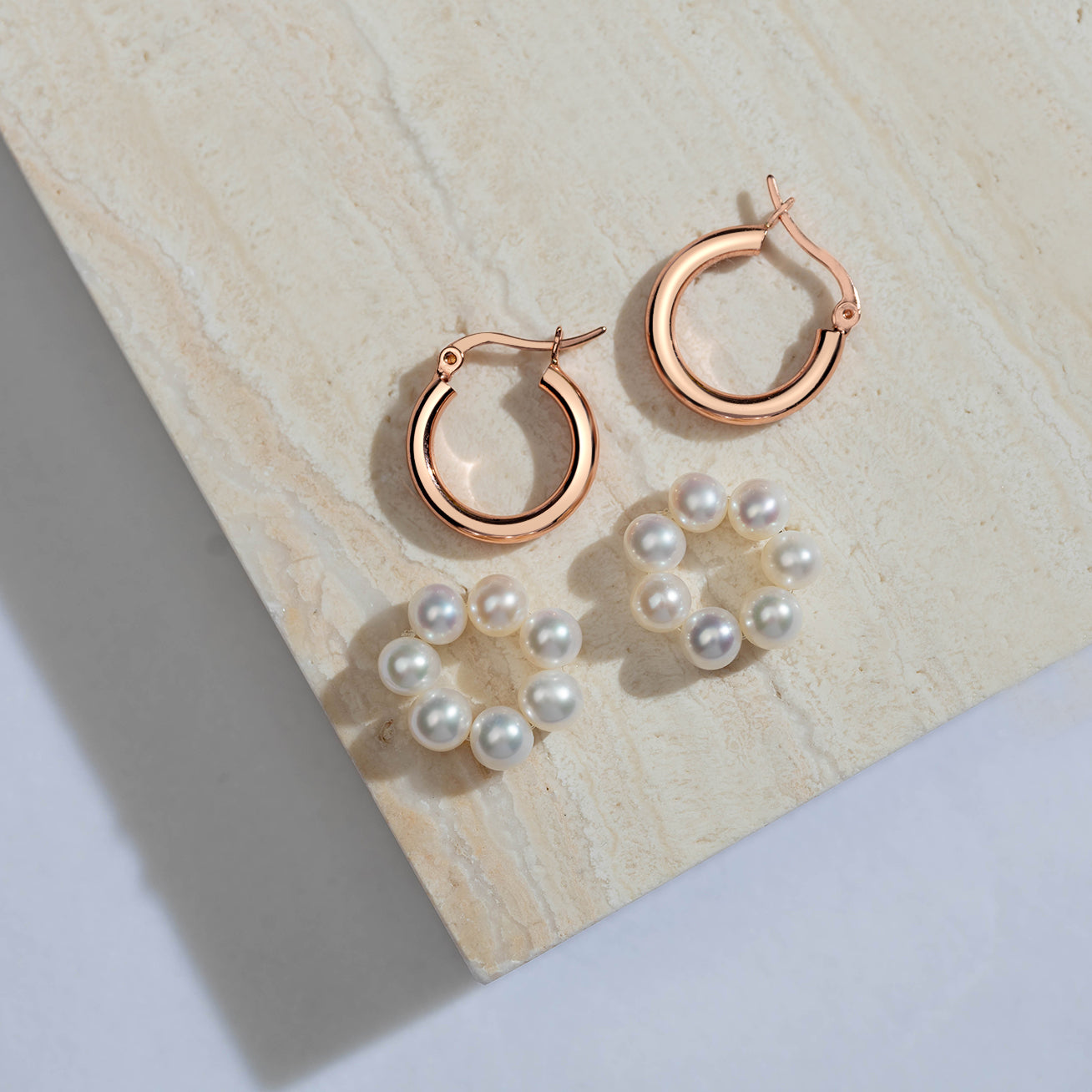 18K Solid Gold New Yorker Freshwater Pearl Earrings KE00035 - Elegant Pearl Jewelry for Women, Perfect for Weddings, Parties & Special Occasions