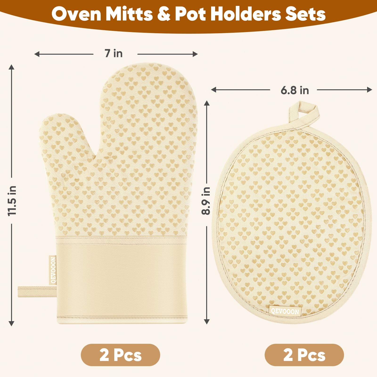 Heat Resistant Oven Mitts and Pot Holders Set of 4 - 500℉ Protection with Non-Slip Silicone Surface - Kitchen Essentials for Cooking, Baking, Grilling & BBQ - Perfect for Home Chefs & Holiday Cooking Gifts