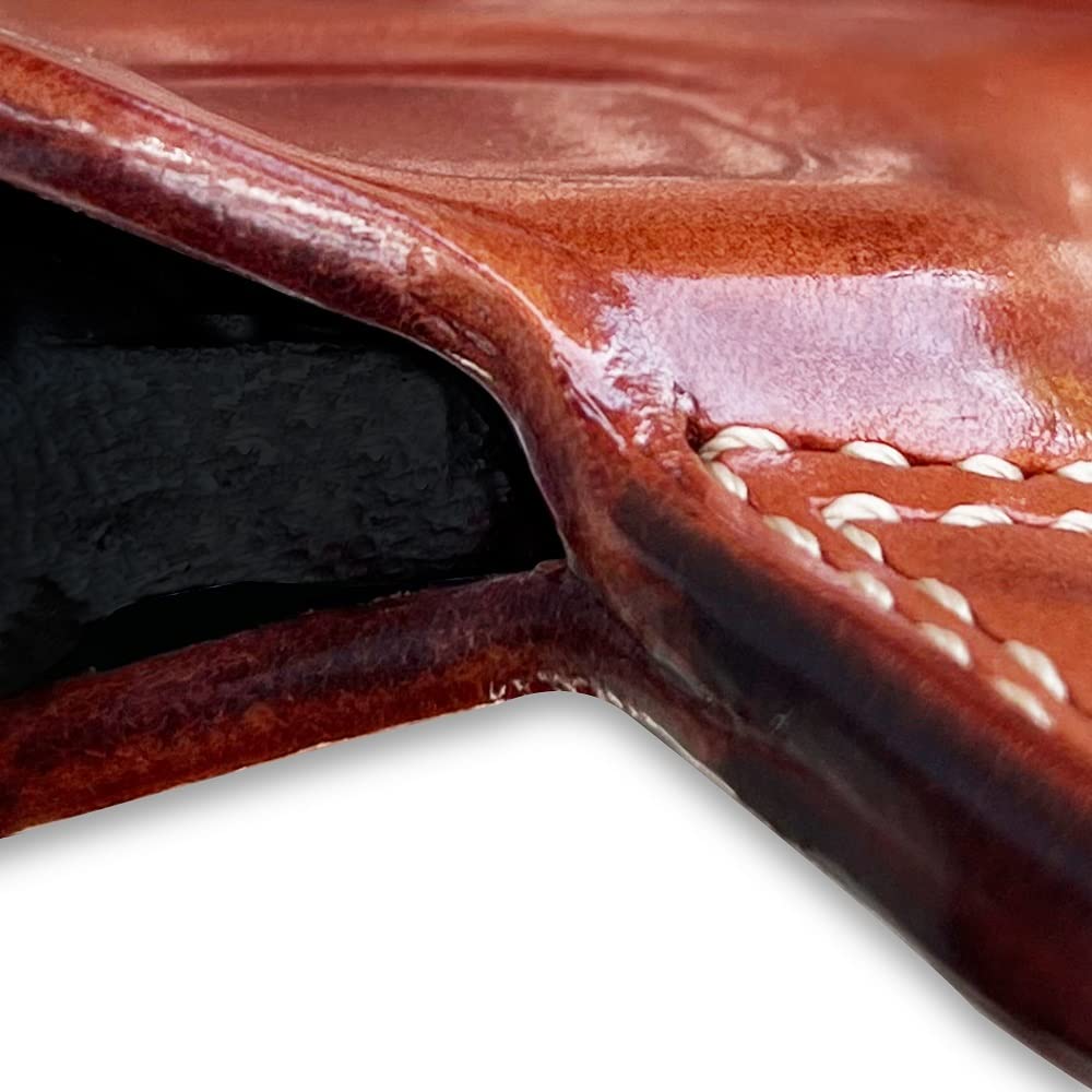 Premium Leather OWB Pancake Holster for Browning 1911-380 Non-Railed | Open Top Design | Right Hand Draw | Brown Color | Concealed Carry & Range Use