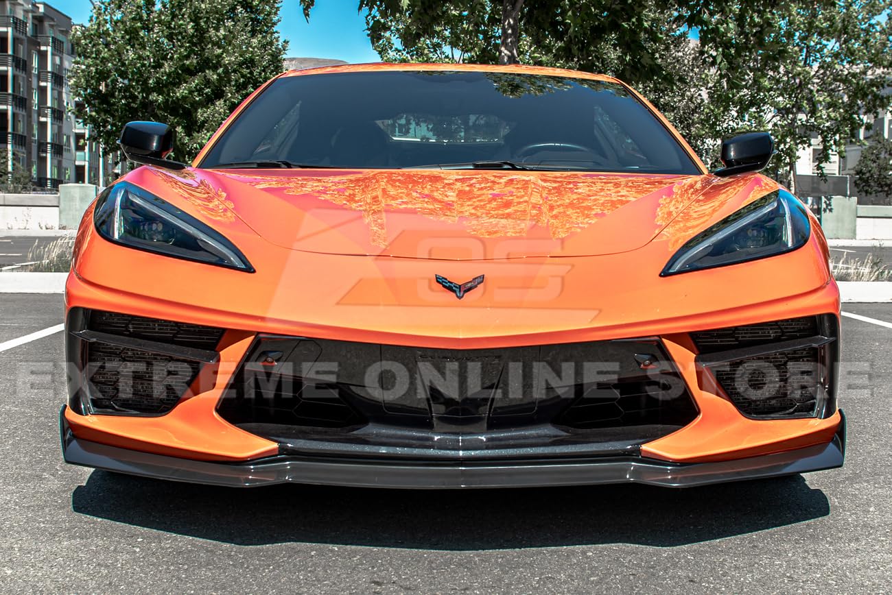 2020-2023 Chevrolet Corvette C8 Stingray & Z51 Front Bumper Lip Splitter - GM 5VM Style ABS Plastic Spoiler (Primer Black) | Perfect for Street Racing & Car Shows