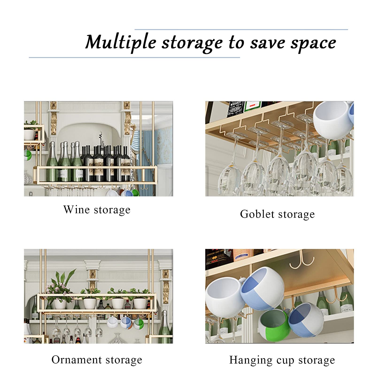 Hanging Wine Bottle Holder - Metal Wall Mounted Wine Rack for Stemware & Champagne Glasses Storage - Space Saving Kitchen, Bar, Restaurant Decor (80x80cm) - Perfect for Home Entertaining & Commercial Use