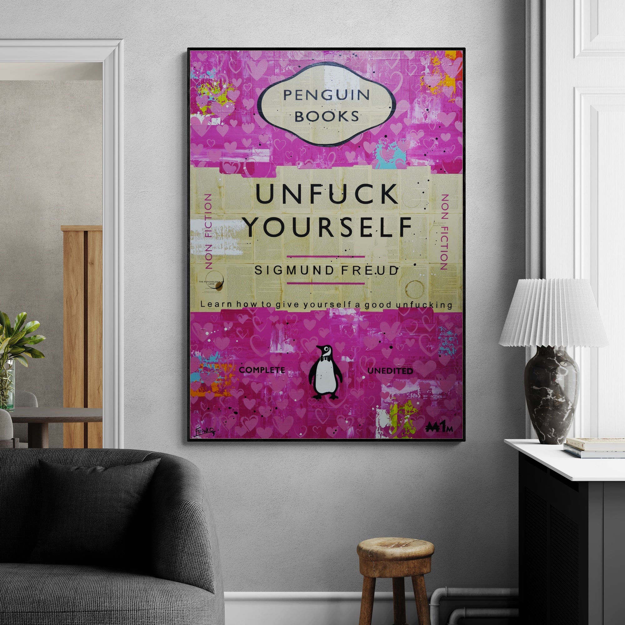 Be Kind to Yourself 140cm x 100cm Urban Pop Art Painting - Perfect for Kitchen Decor, Book Club Gifts & Modern Home Wall Art