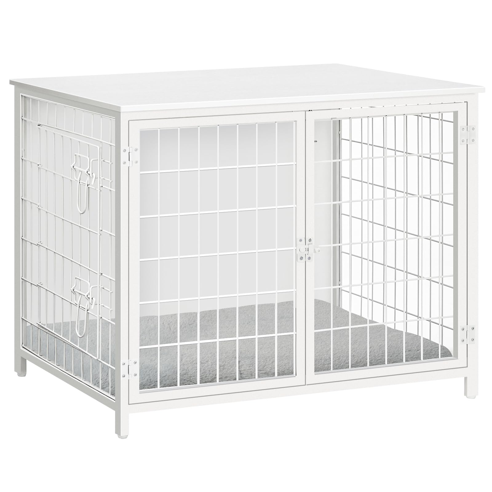 Premium Wooden Dog Crate Furniture with Plush Cushion - Double Door Heavy Duty Dog Kennel for Small Medium & Large Dogs - Indoor Dog House End Table (31.5