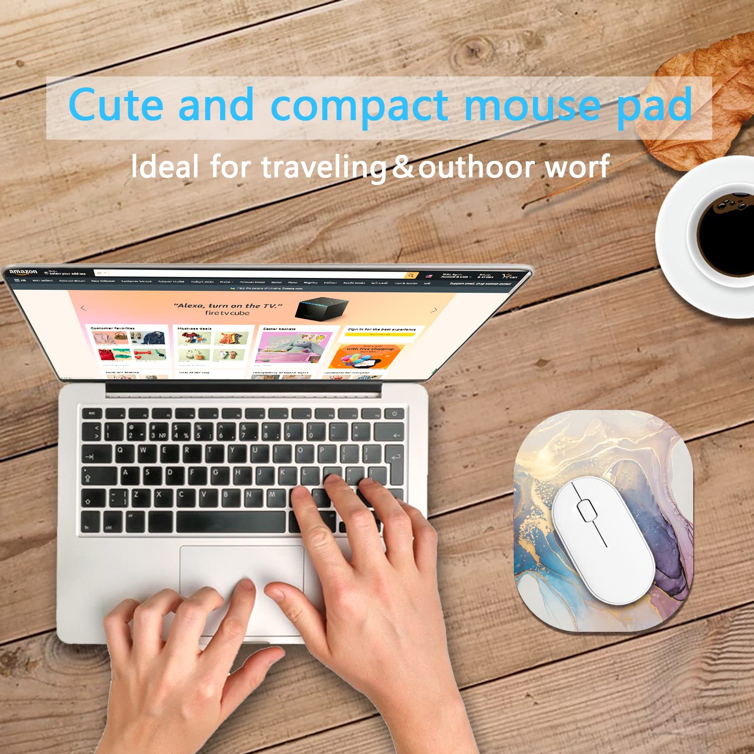 Small Mouse Pad 6x7 Inch - Mini Non-Slip Rubber Base Mouse Mat for Laptop, Wireless Mouse, Home Office & Travel - Waterproof & Durable Desk Accessory - Perfect for Work, Gaming & Study (Marble Design)