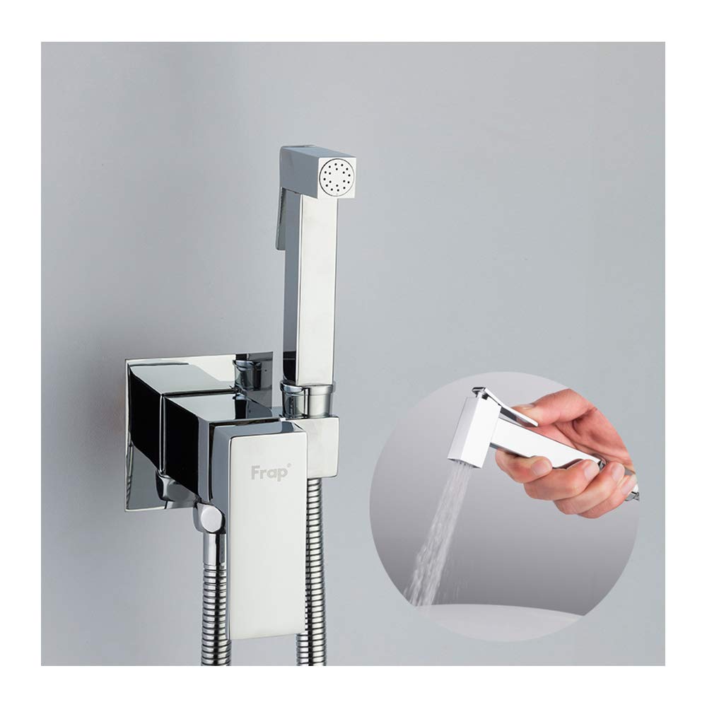 Brass Handheld Shower Sprayer with Hot & Cold Water Mixer - Chrome Bathroom Toilet Sprayer for Hygienic Cleaning and Baby Rinsing
