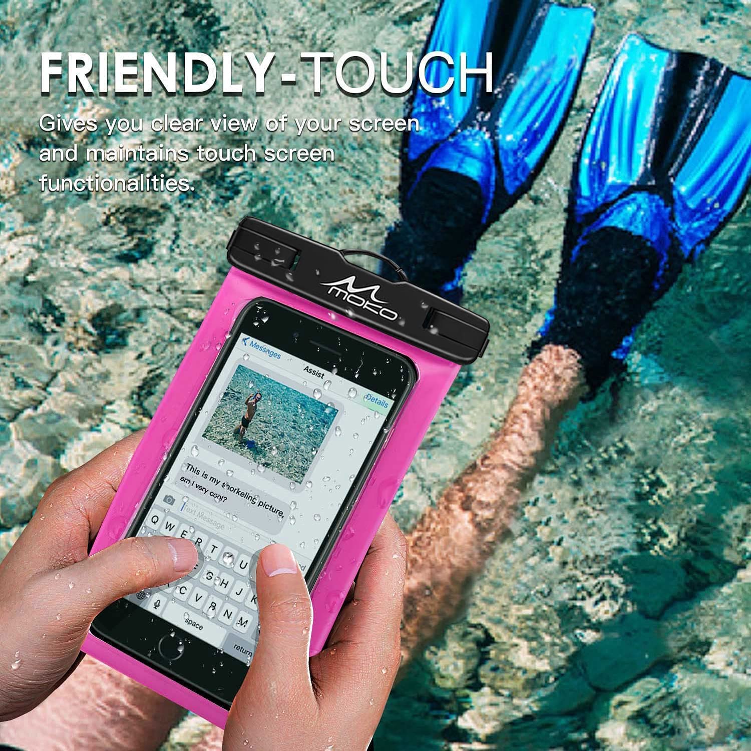 Waterproof Phone Pouch 2 Pack - Underwater Phone Case Dry Bag with Adjustable Lanyard & Armband - Compatible with iPhone 16/15/14/13/12/11 Pro Max/X/Xr/Xs/SE 3 & Samsung S24/S23/S21/S10 (Black+Magenta) - Perfect for Swimming, Beach, Kayaking & Outdoor Activities