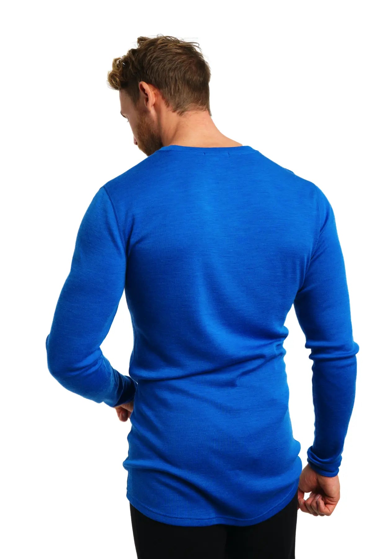 Premium Men's Merino Wool Long Sleeve Base Layer Shirt - 250 GSM Thermal Underwear for Hiking, Skiing & Winter Sports - Cobalt Blue