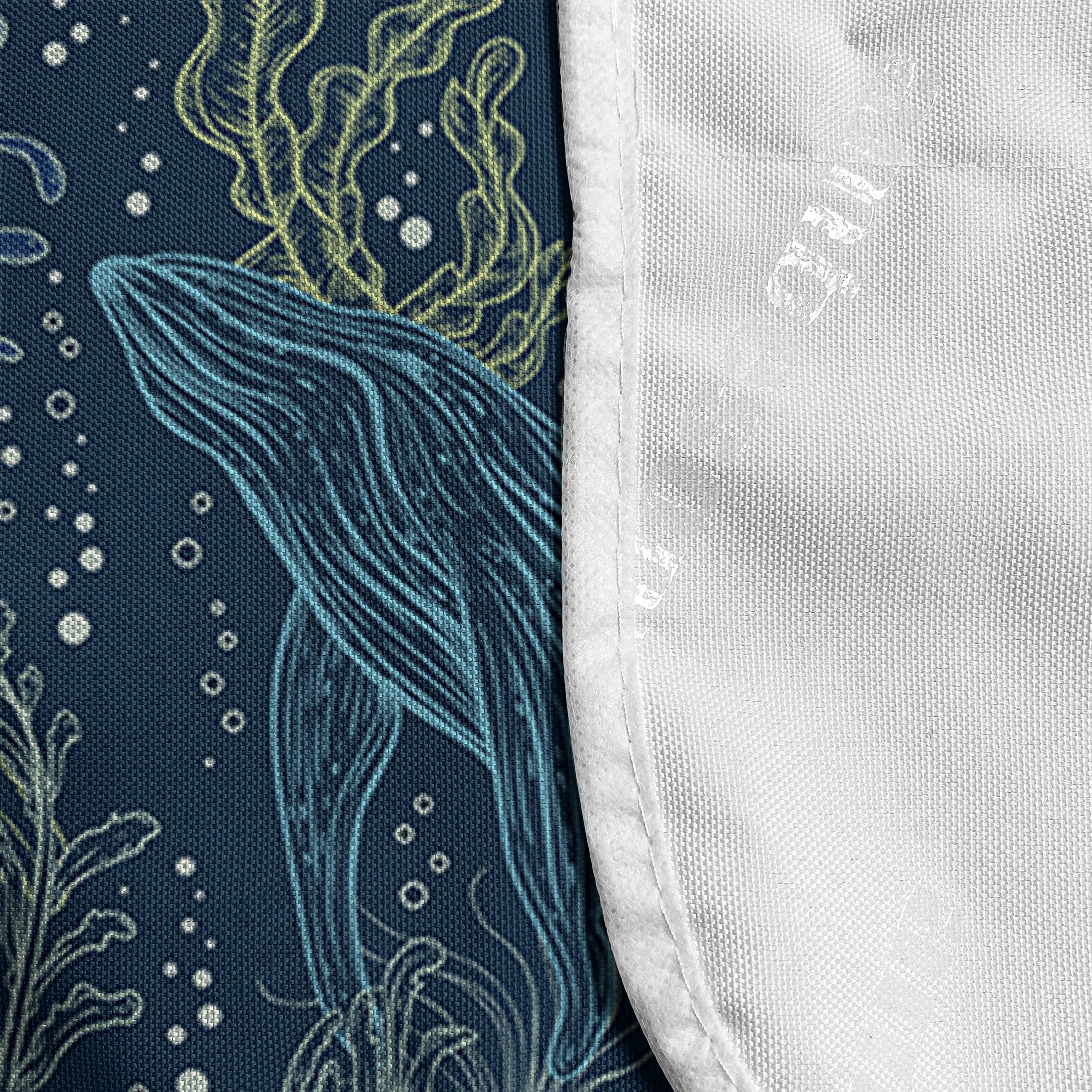 Ambesonne Whale Microwave Cover - Hand Drawn Marine Life Design with Seaweed & Whales - Waterproof Kitchen Organizer with Pockets (36