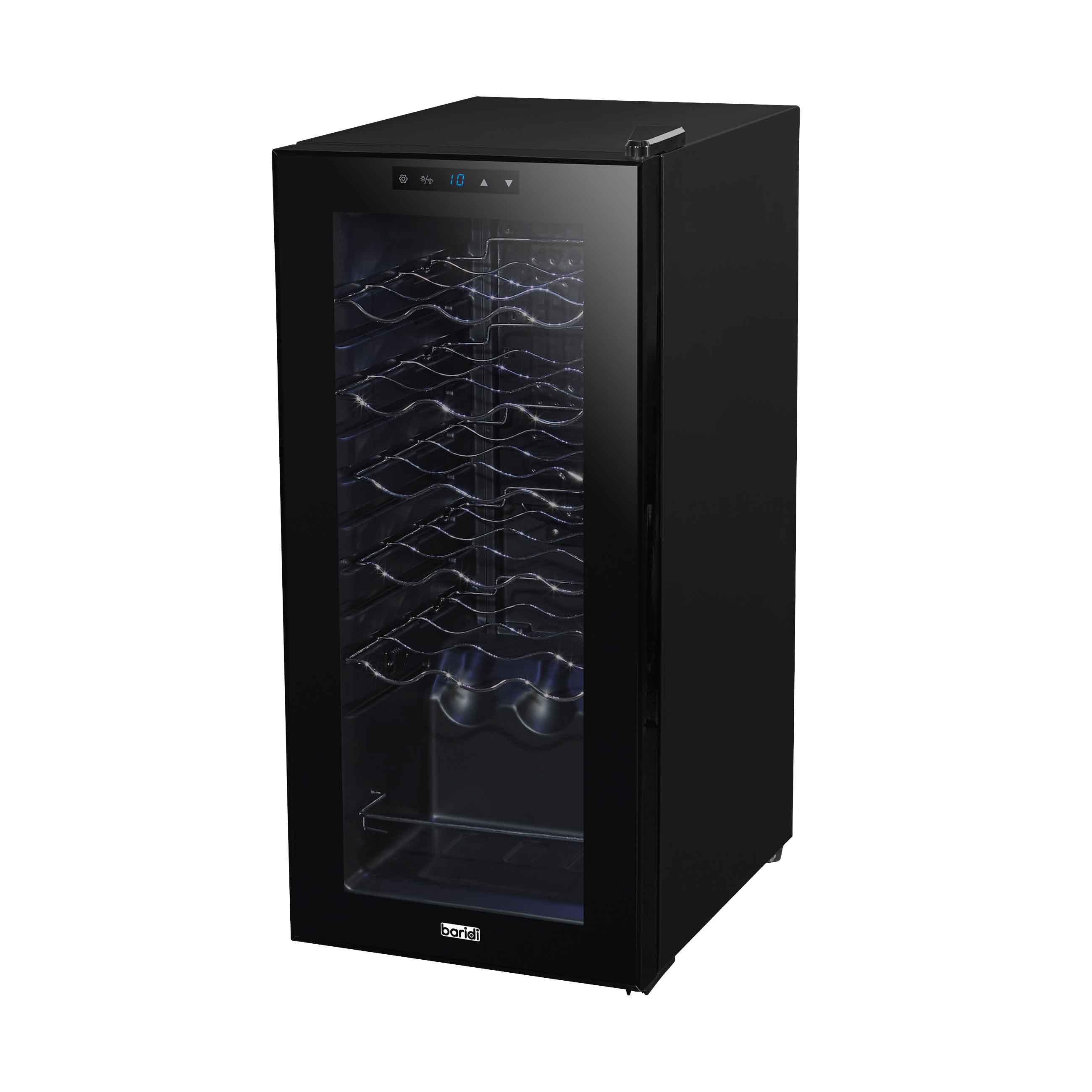 Baridi 18 Bottle Wine Cooler Refrigerator - Digital Touch Screen Control, LED Interior Lighting, Freestanding Black Wine Fridge for Home, Kitchen, or Bar Use