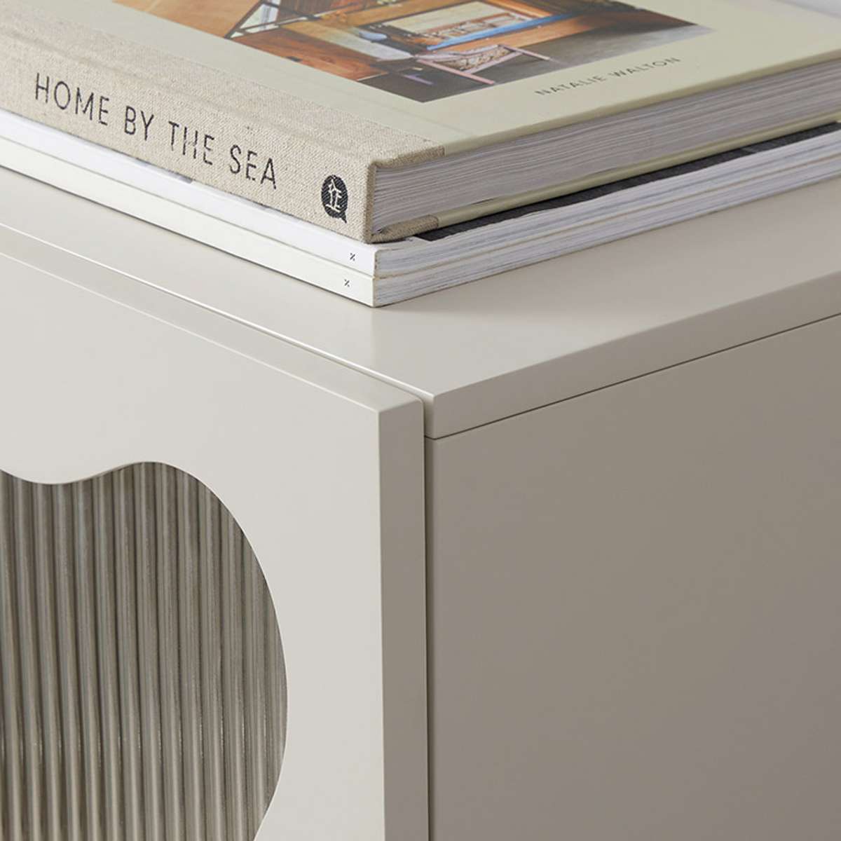 Remi Wavey Beige Cabinet - Modern Storage Solution for Living Room, Bedroom & Office Organization