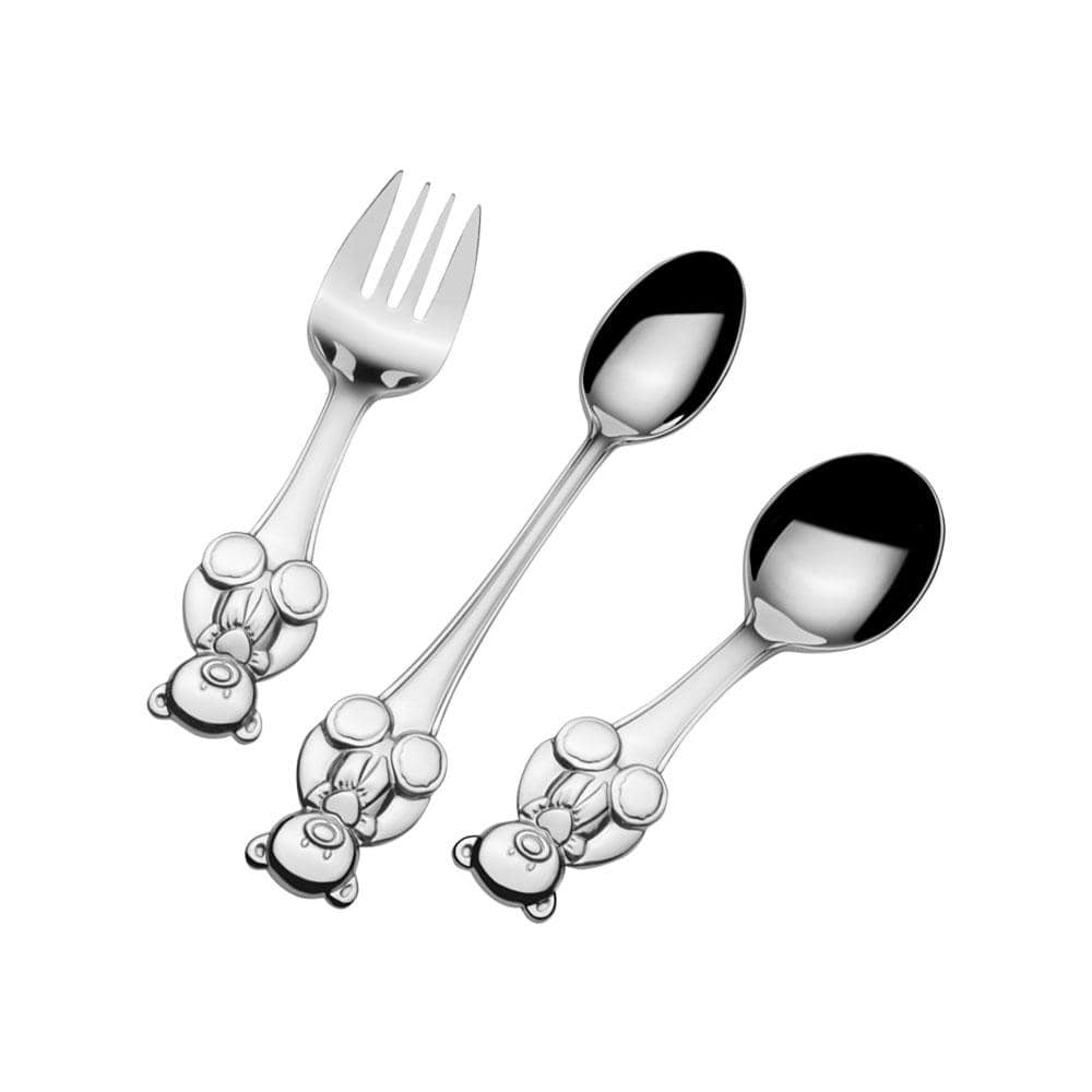 Theodore Teddy Bear 3-Piece Baby Feeding Set - Soft & Safe BPA-Free Spoon, Fork & Bowl for Toddlers - Perfect for Home, Travel & Daycare Use