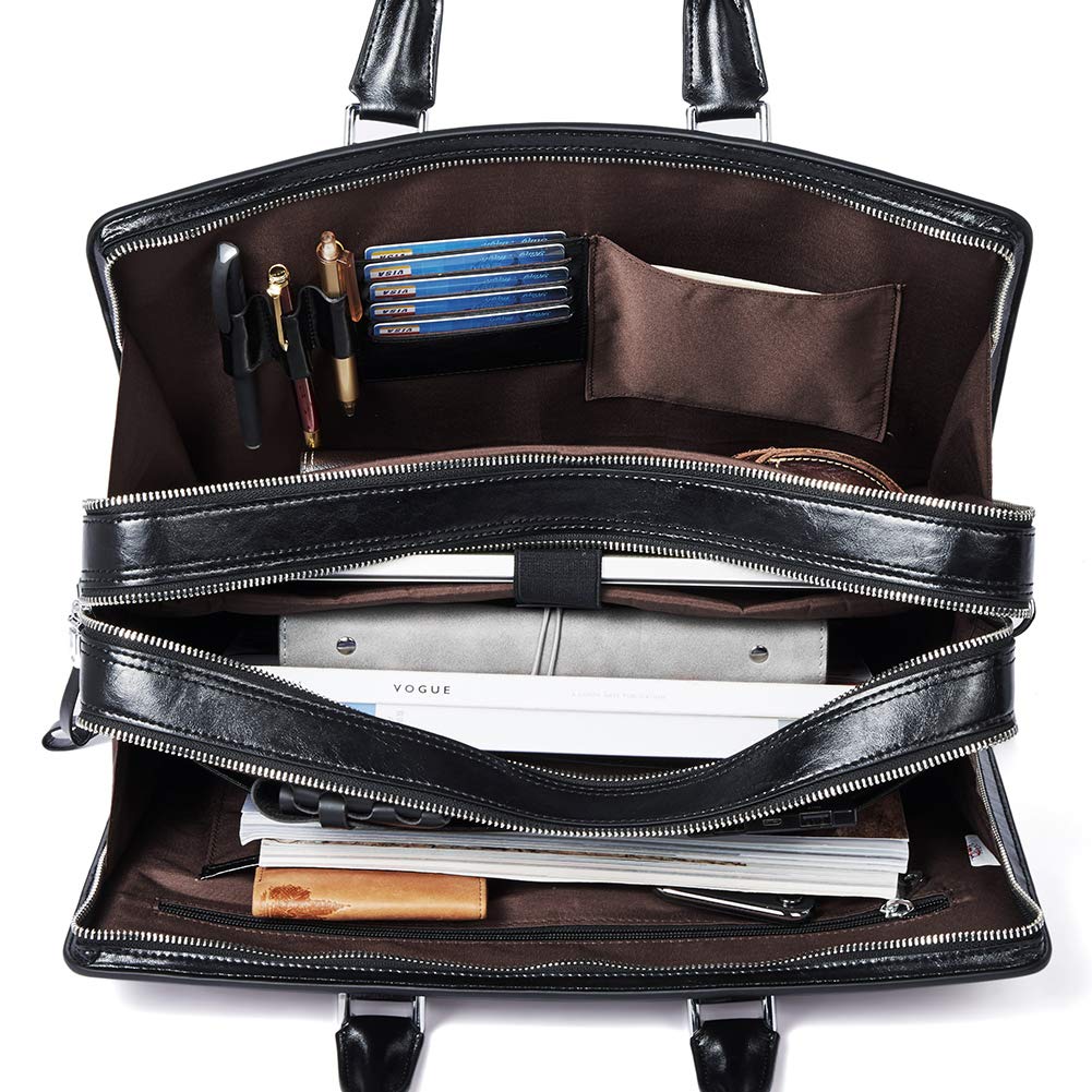 BOSTANTEN Genuine Leather Women's Briefcase Tote Bag - Vintage Business Handbag with 15.6