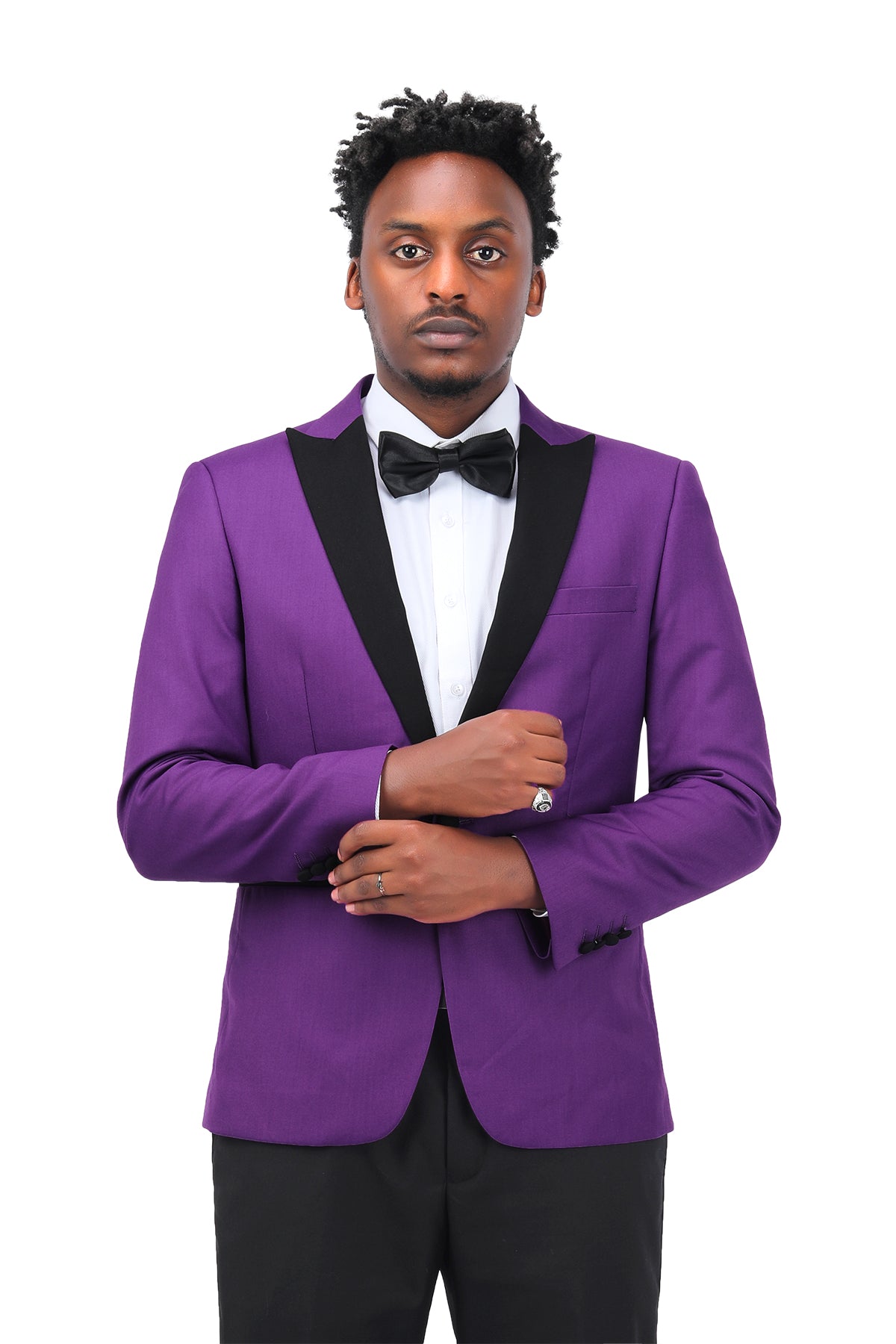 3 Piece Men's Slim Fit One Button Tuxedo Suit with Peaked Lapel in Purple | Formal Wedding, Prom & Business Attire for Groom & Evening Events