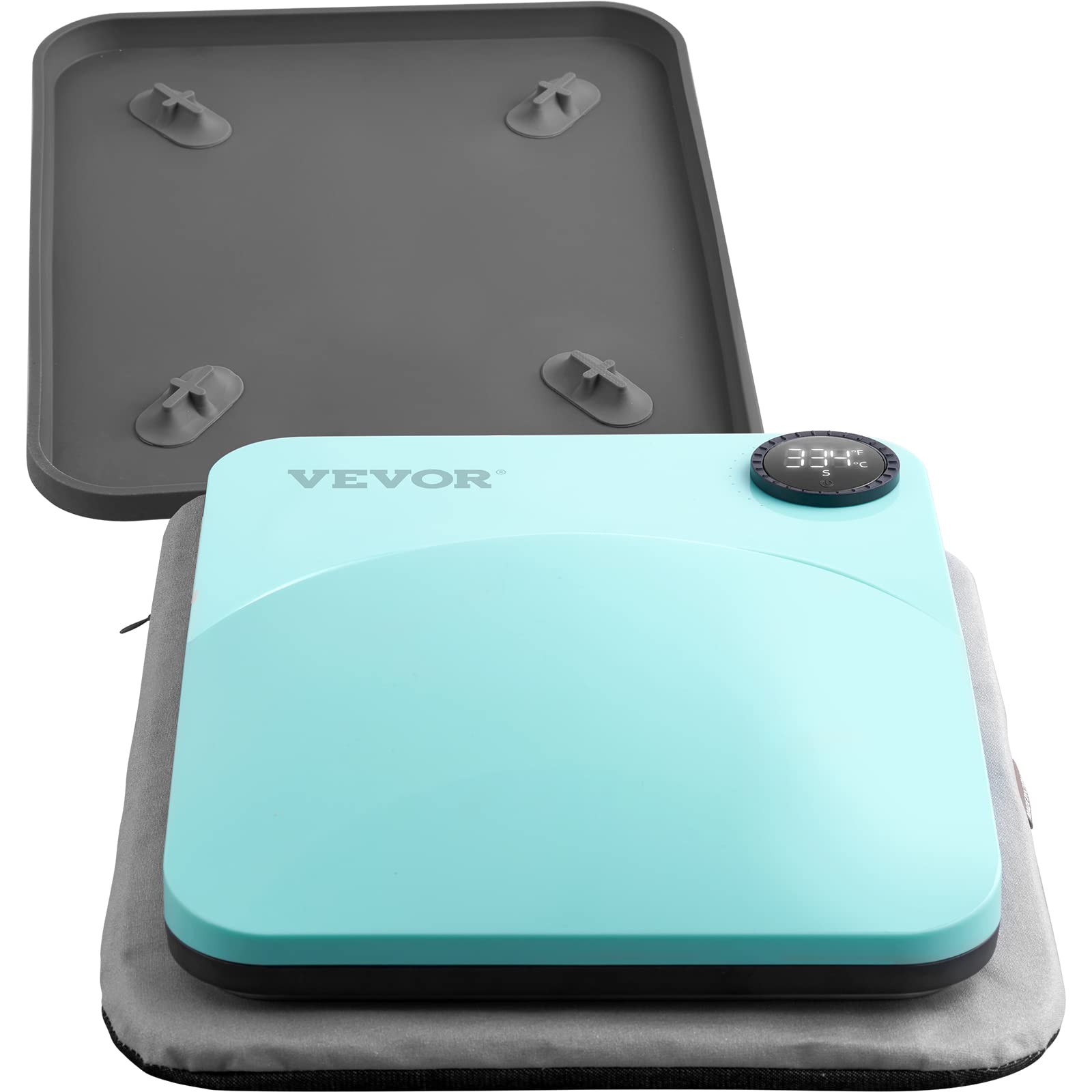 VEVOR 9x9 Inch Heat Press Machine for T-Shirts, Bags & Pillows - Portable Sublimation Transfer Press with Teflon Coating - Perfect for DIY HTV Vinyl Projects, Custom Apparel & Home Crafting