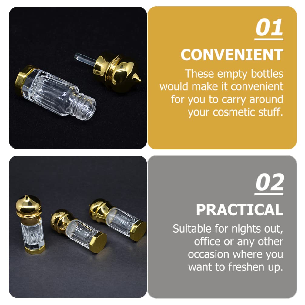 EXCLUZO 2-Pack 3ML Portable Refillable Fine Mist Spray Bottles - Travel Size Empty Perfume & Essential Oil Atomizer - Golden (Perfect for DIY Beauty, Aromatherapy & On-The-Go Use)