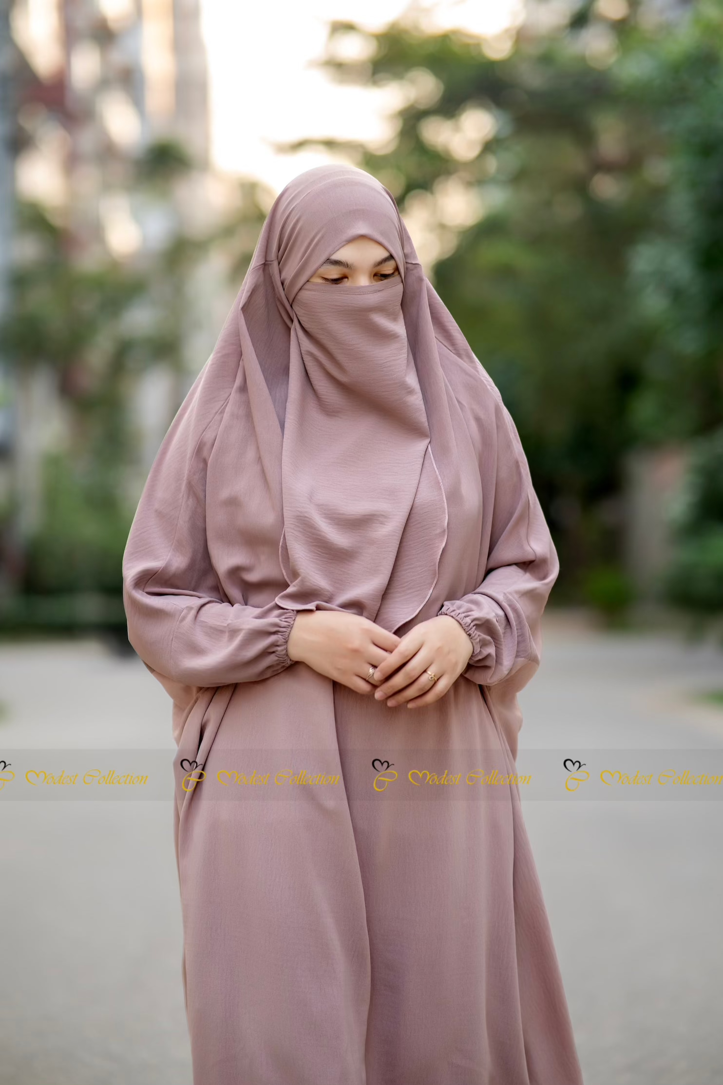 French Cut No Niqab Unjila Jilbab in Umber - Modest Islamic Prayer Dress for Women | Perfect for Daily Wear, Mosque Visits & Religious Ceremonies