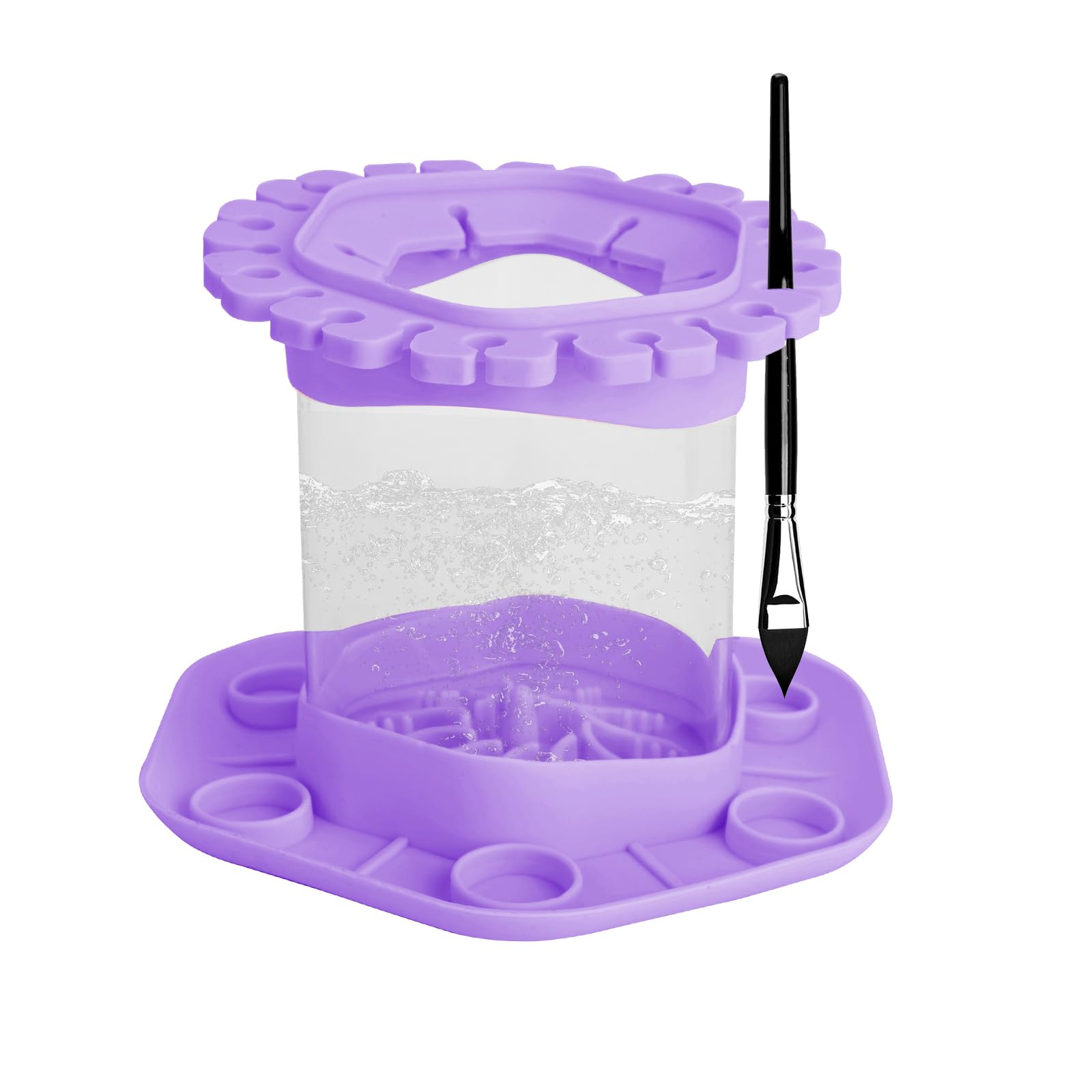 Adorila Silicone Paint Brush Cleaner Rinse Cup & Holder - Perfect for Acrylic, Watercolor & Water-Based Paints - Durable Brush Cleaning Tool for Artists & Hobbyists (Purple) - Ideal for Studio, Classroom & DIY Painting Projects