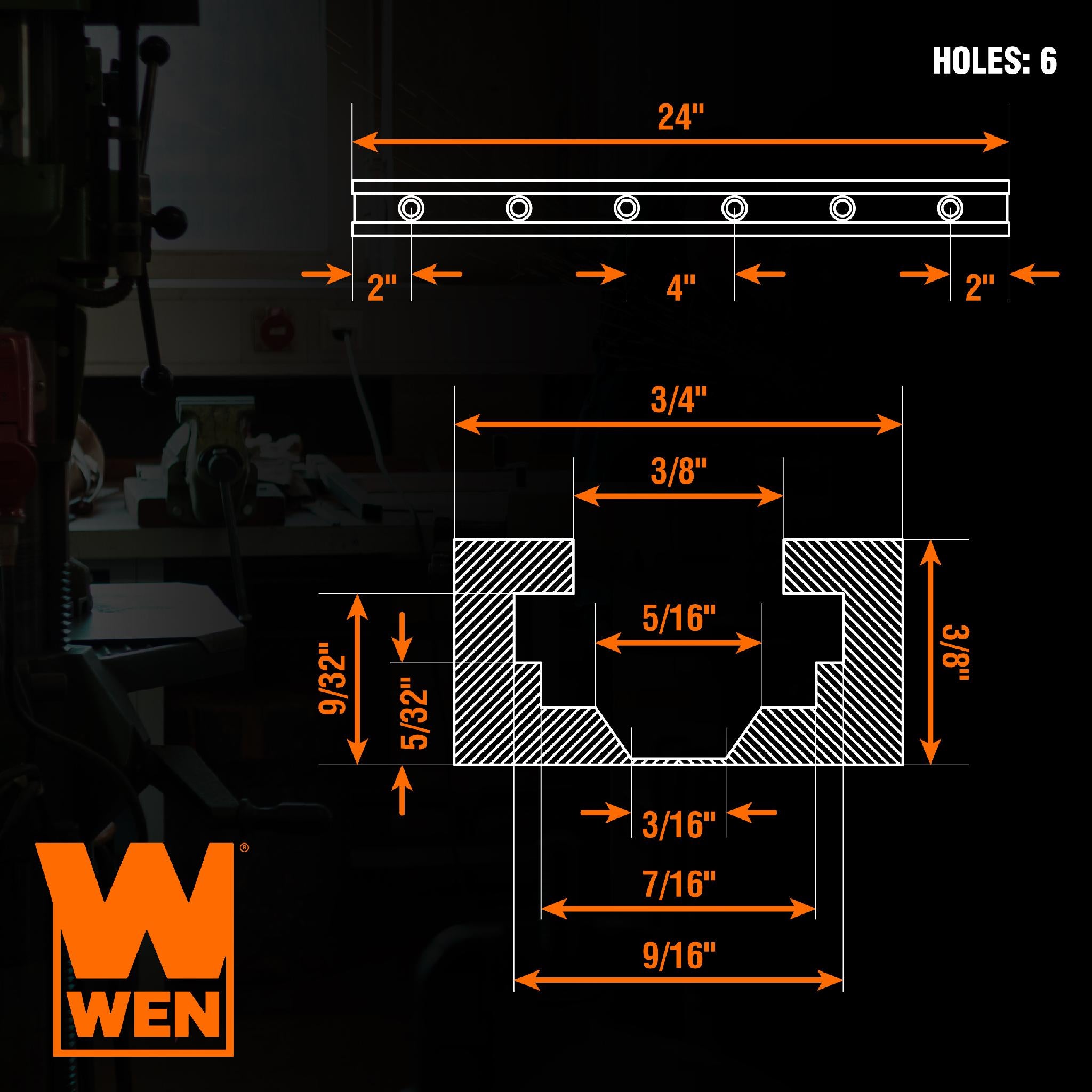 WEN WAT241 24-Inch Universal T-Track and Hold Down Clamps Kit for Woodworking - Perfect for Router Tables, Workbenches, and DIY Wood Projects
