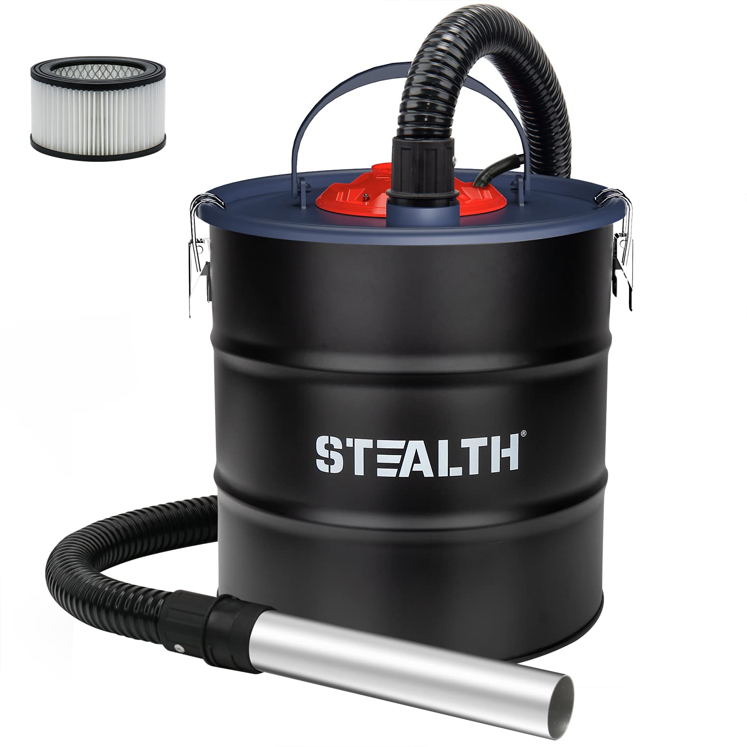 Stealth 4.8 Gallon Ash Vacuum - Powerful Portable Ash Vacuum Cleaner for Fireplaces, Wood Stoves, Fire Pits & Pellet Stoves (Model EMV05S) - Ideal for Home, Camping & Outdoor Fireplace Maintenance