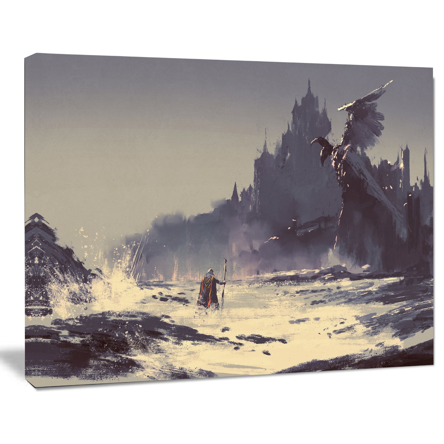 Dark Fantasy Castle Landscape Painting - Gothic Medieval Art Canvas Print for Home Decor & Wall Art | Perfect for Living Room, Bedroom, Office