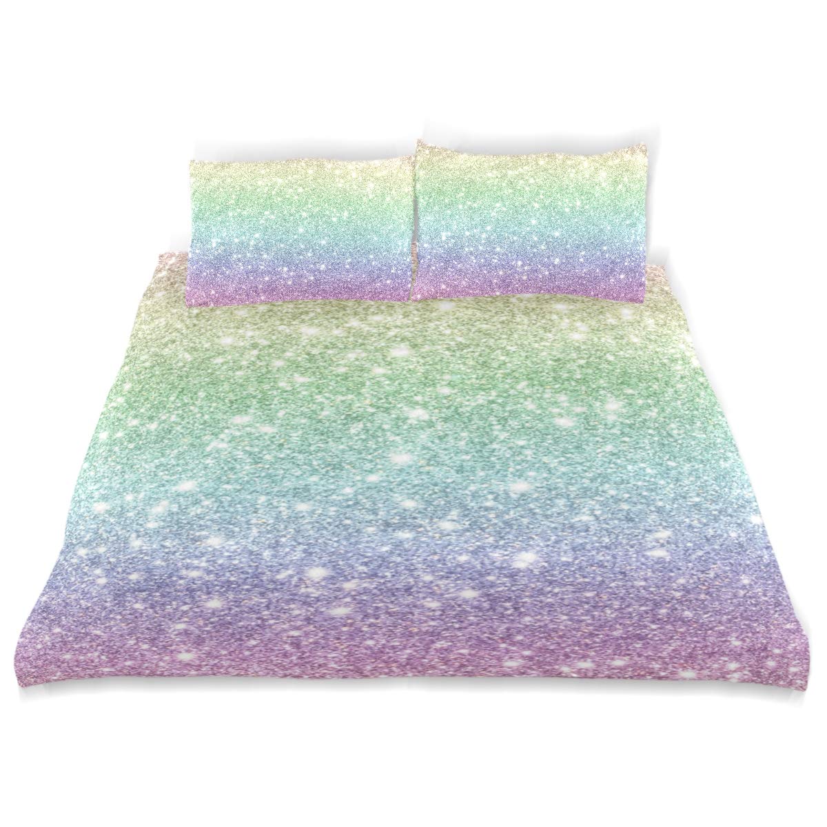 Nander Sequin Multi-Color Duvet Cover & Pillowcase Set - Glitter Bedding for Teens, Boys & Girls - Perfect for Kids' Bedrooms, Sleepovers & Birthday Gifts