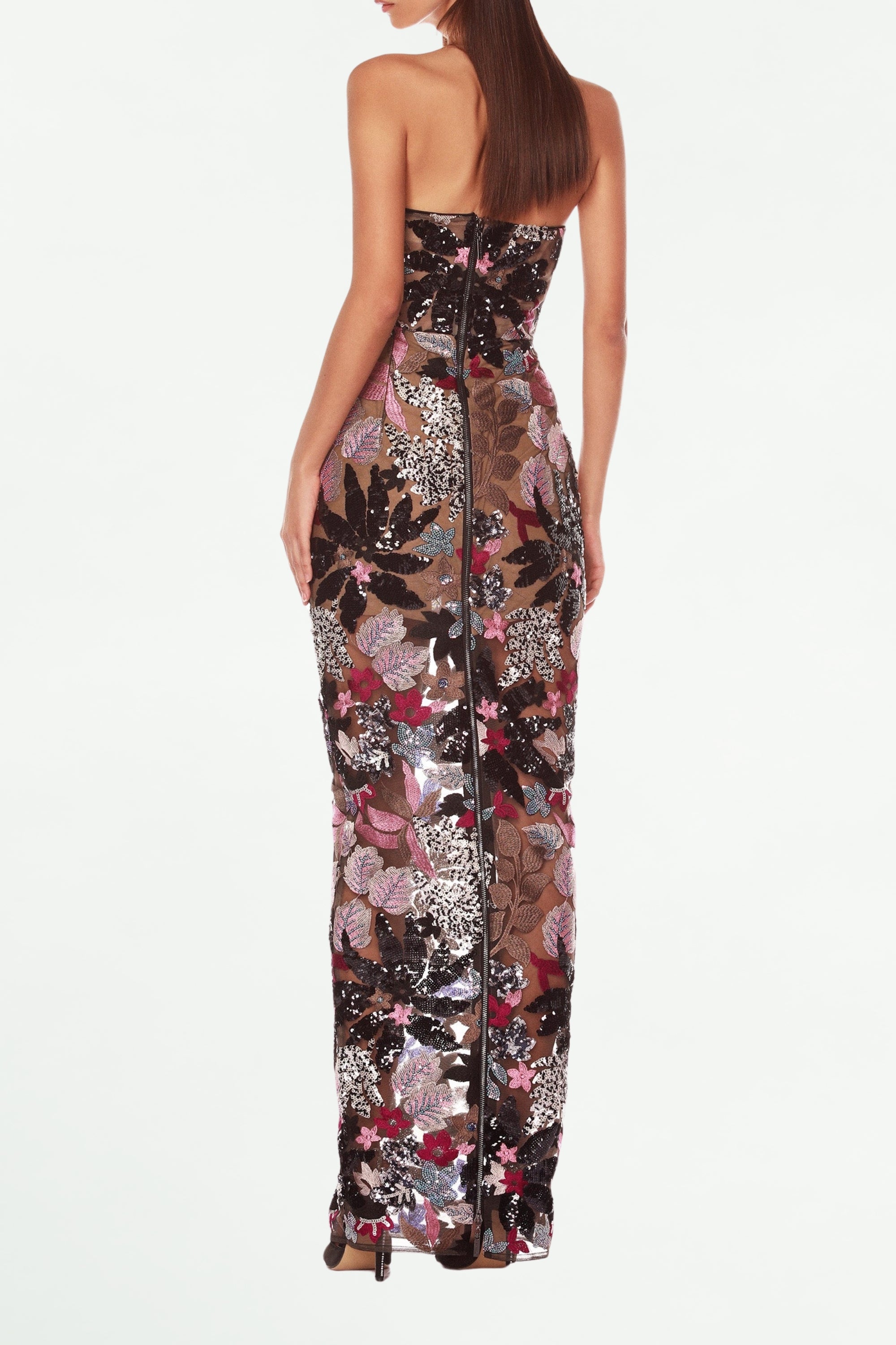 DAISY DAHLIA Floral Embroidered Strapless Maxi Dress for Women - Elegant Summer Beach Wedding Party Gown