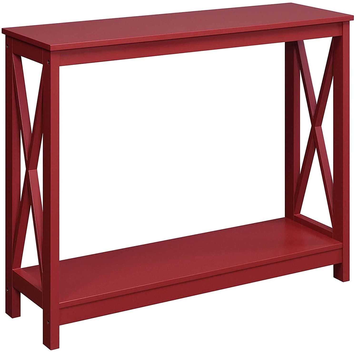 Convenience Concepts Oxford Console Table - Cranberry Red, Entryway Sofa Table for Hallway, Living Room & Bedroom Decor