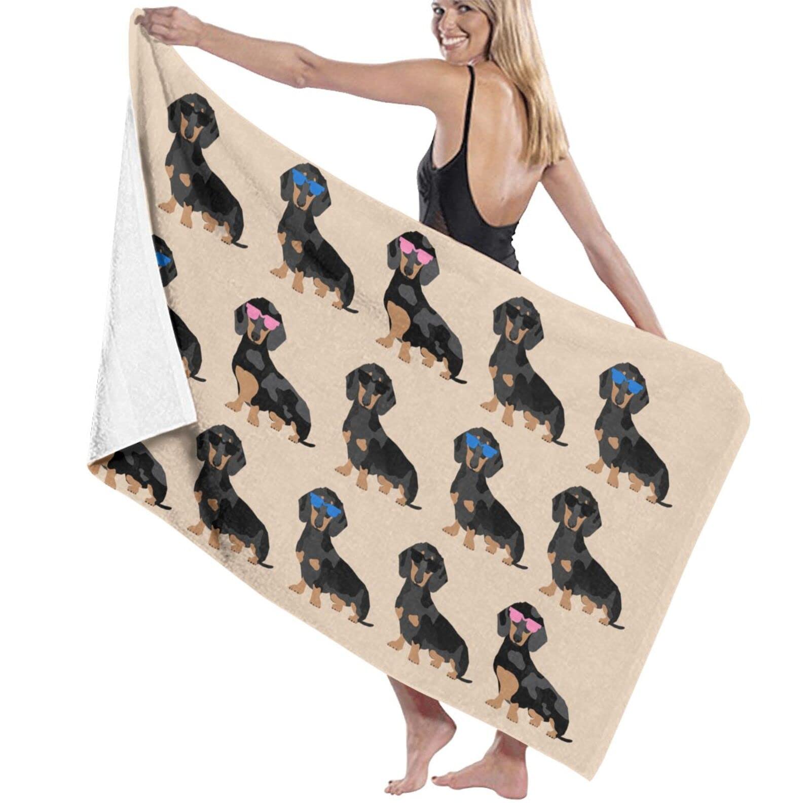 **Premium Microfiber Oversized Beach Towel for Dogs - Super Absorbent, Lightweight & Quick-Dry - Perfect for Dachshund Lovers, Pool, Bathroom, Swimming, Camping, Yoga & Travel**    *(Great for Beach Days, Pet Grooming, Picnics, Gym, Spa & Outdoor Adventures!)*