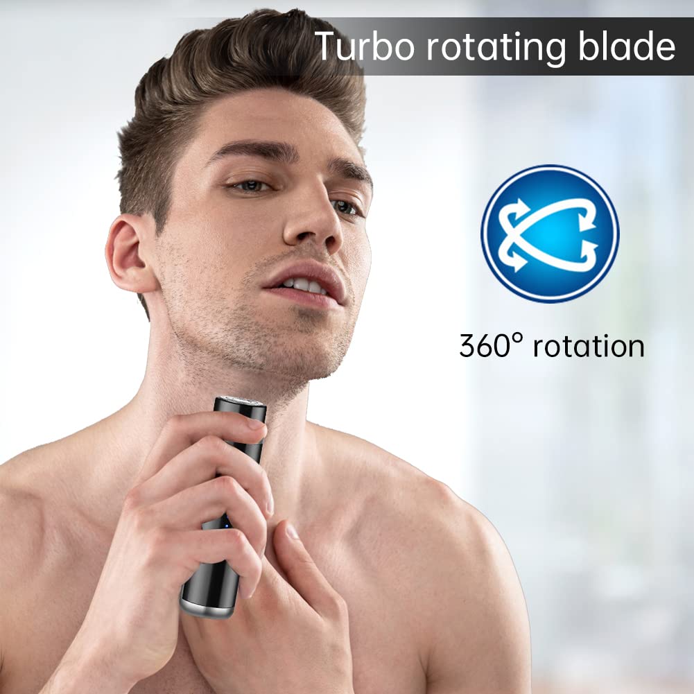 Mini Portable Electric Shaver for Men - USB Rechargeable Rotary Beard Trimmer, Waterproof Wet/Dry Shaving Machine with Washable Design | Perfect for Travel, Gym & Daily Grooming